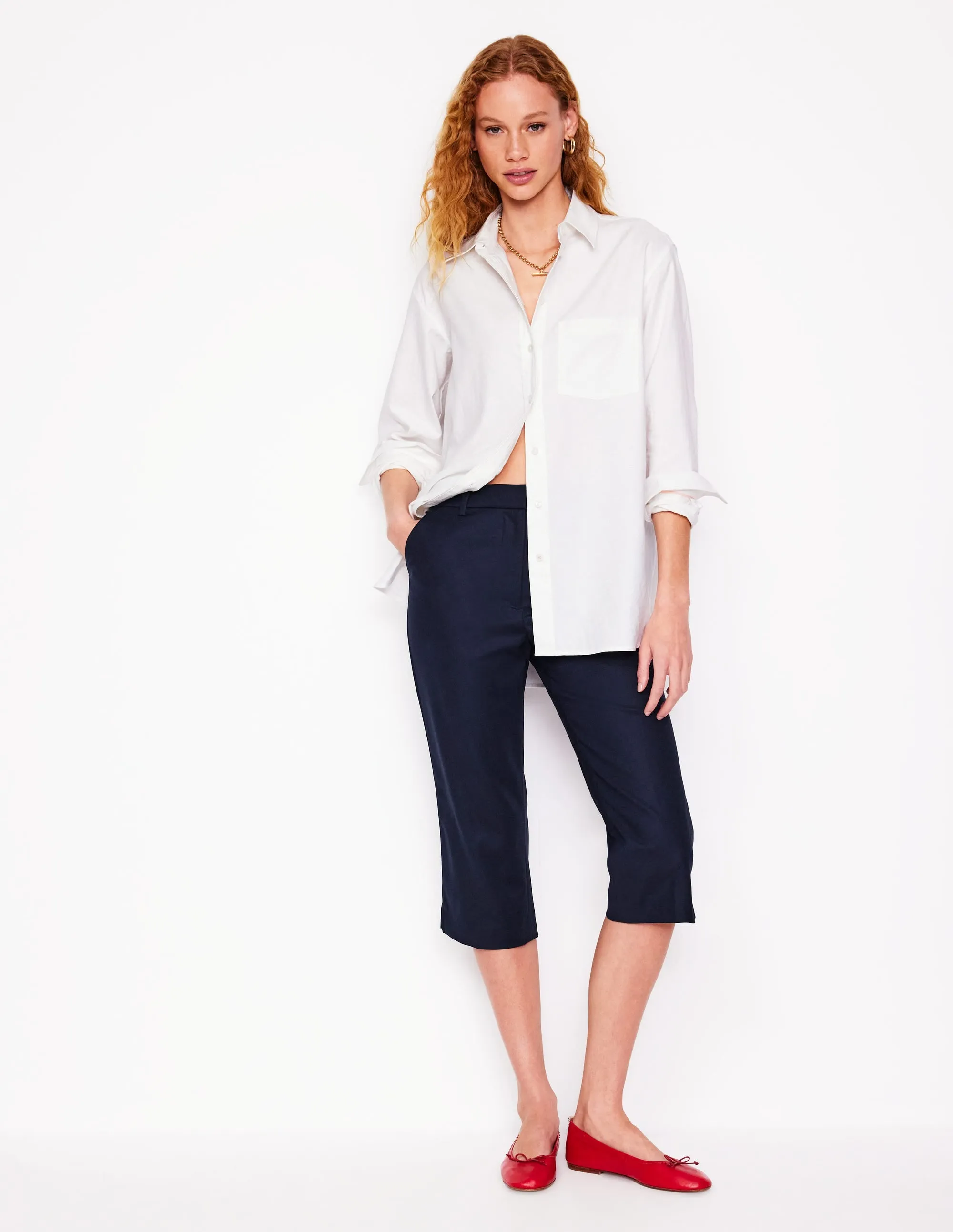 Capri Trousers-Navy SecureZipperClosures