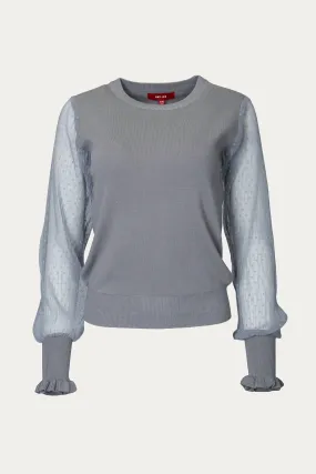 Mesh Sleeve Sweater In Dark Grey Knit Wearable Comfy Knit Outfit