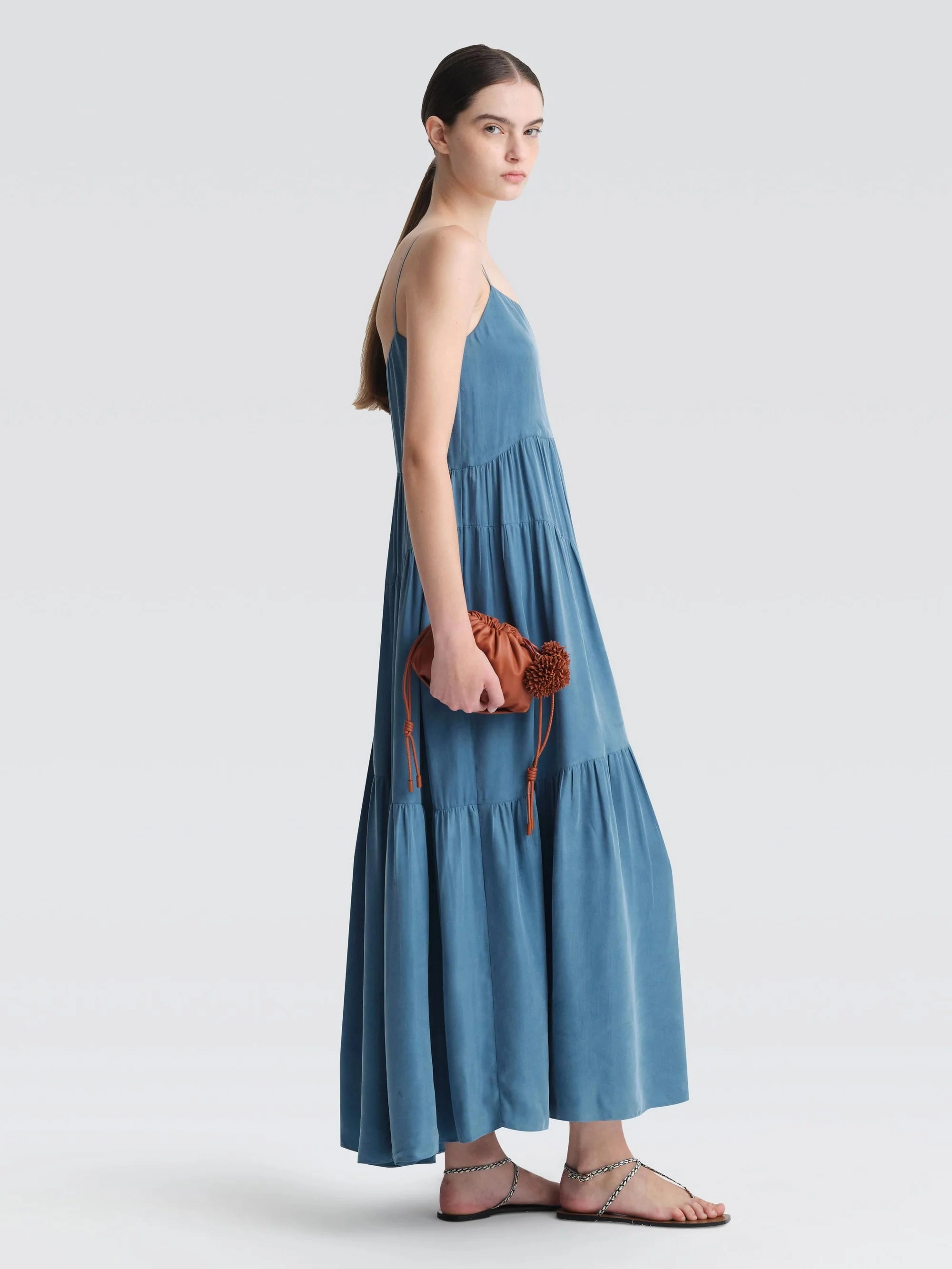 Jewel Accent Smart Detail Rivera Cupro Maxi Dress