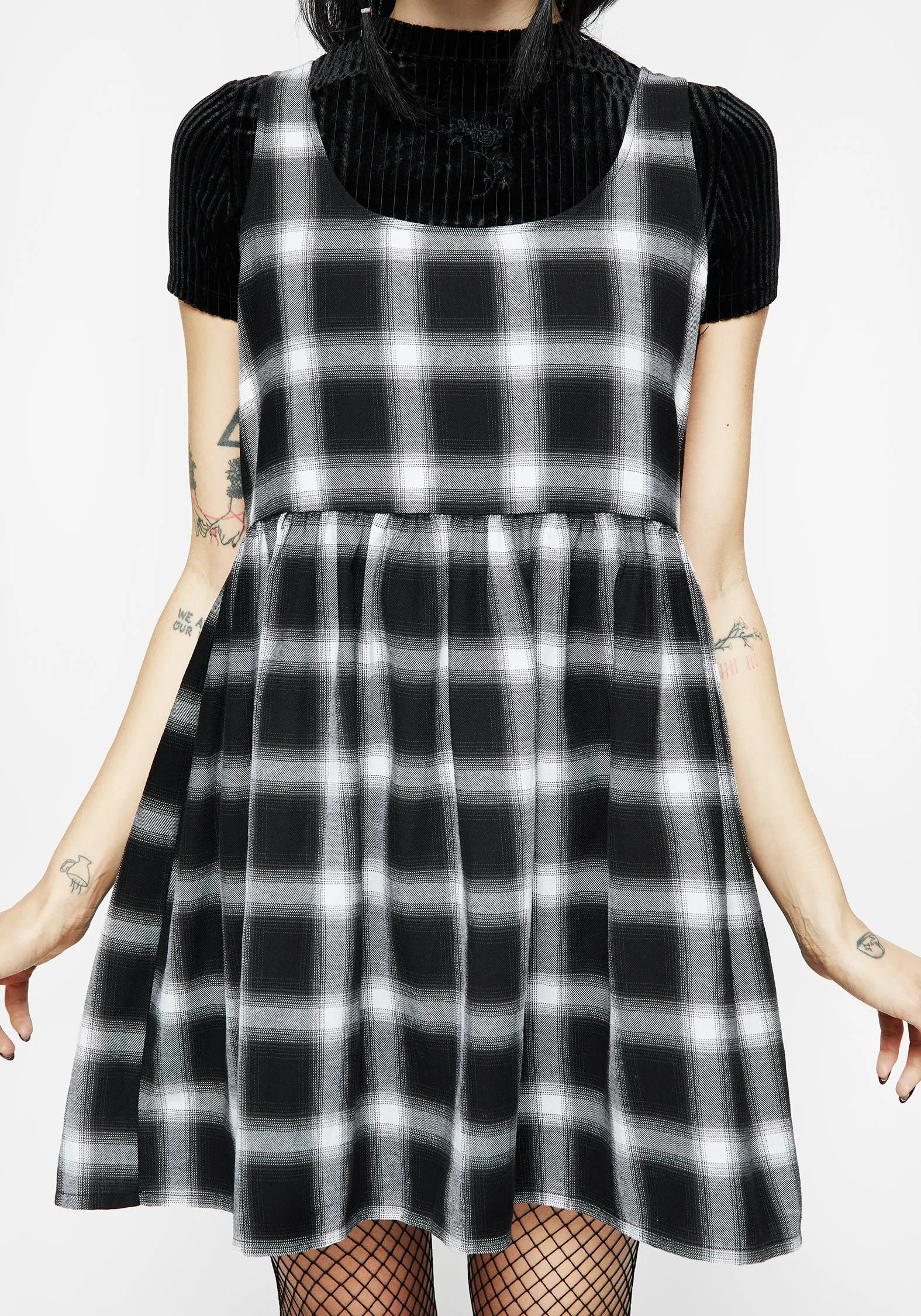 Singles Plaid Dress Breezy Style Open Design