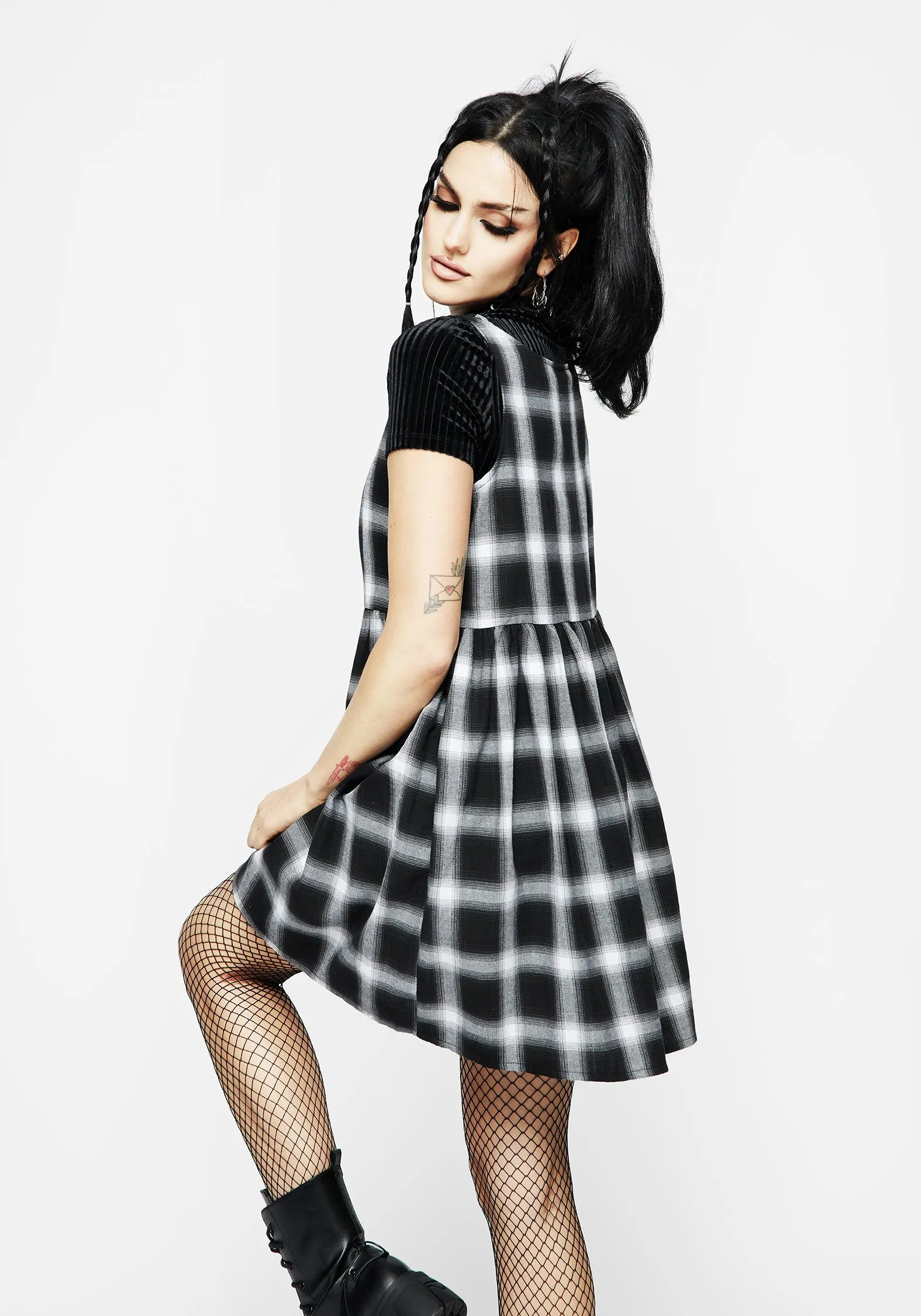 Natural Form Singles Plaid Dress