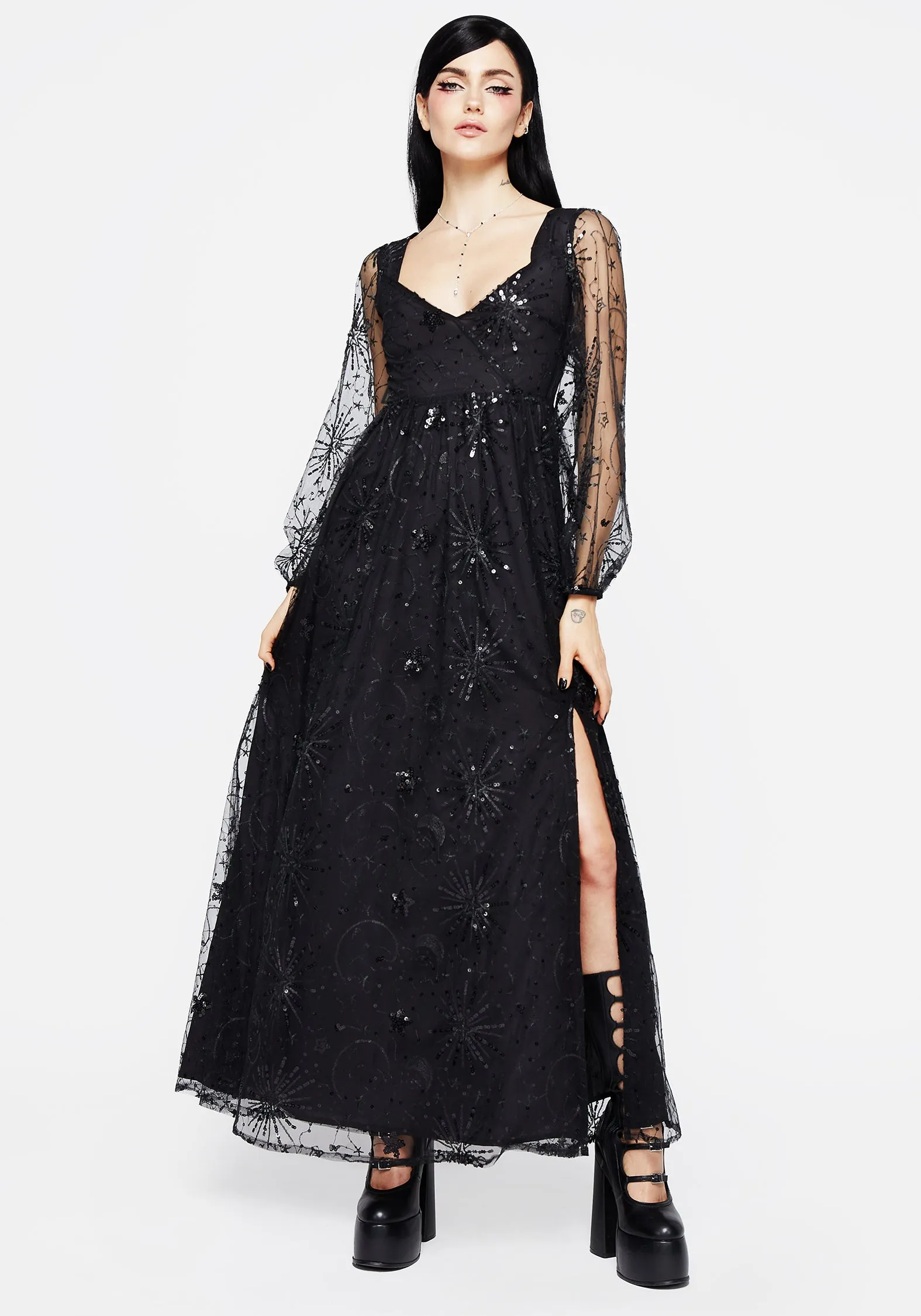 Sirius Sequined Faux Wrap Maxi Gown Vibrant pattern