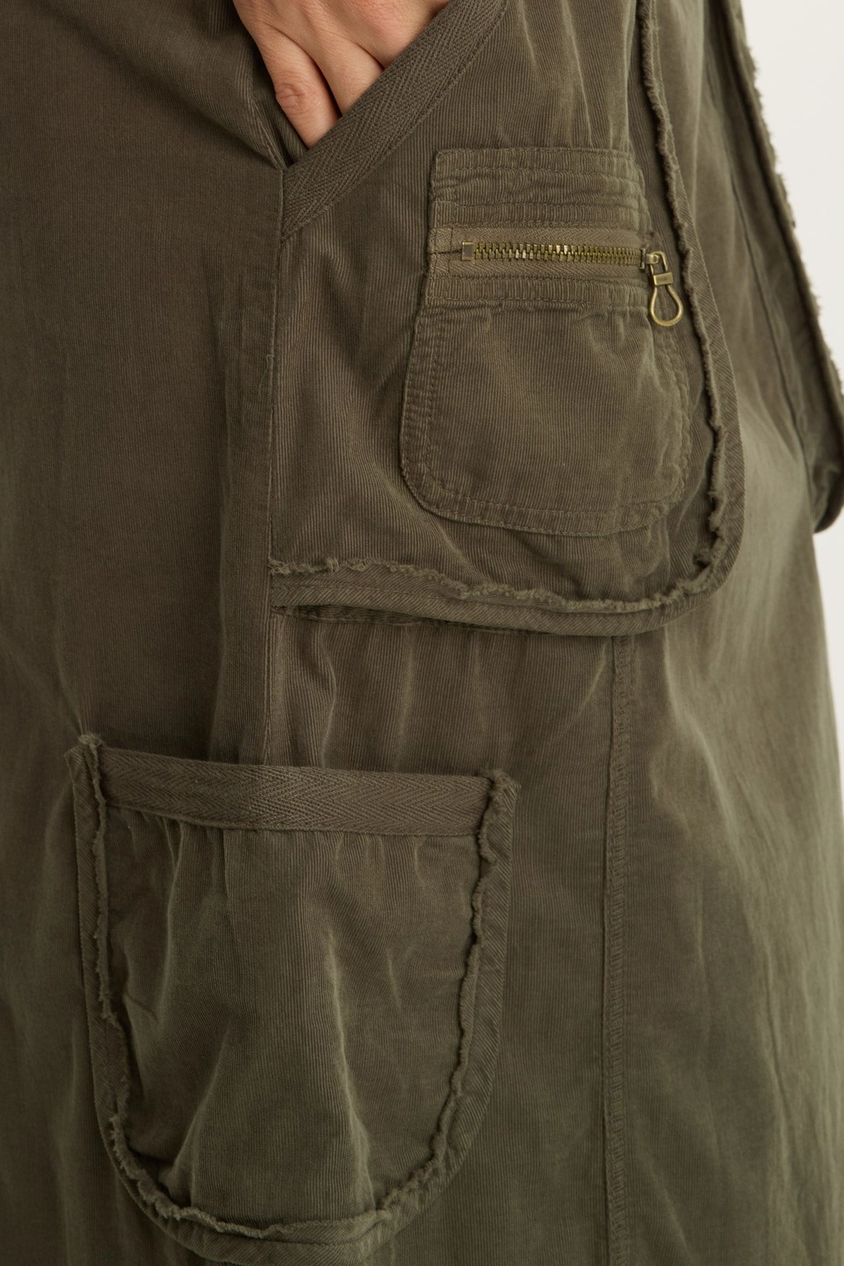 Sisu Corduroy Adjustable Cargo Midi Skirt Crisp Details Shopping Trip