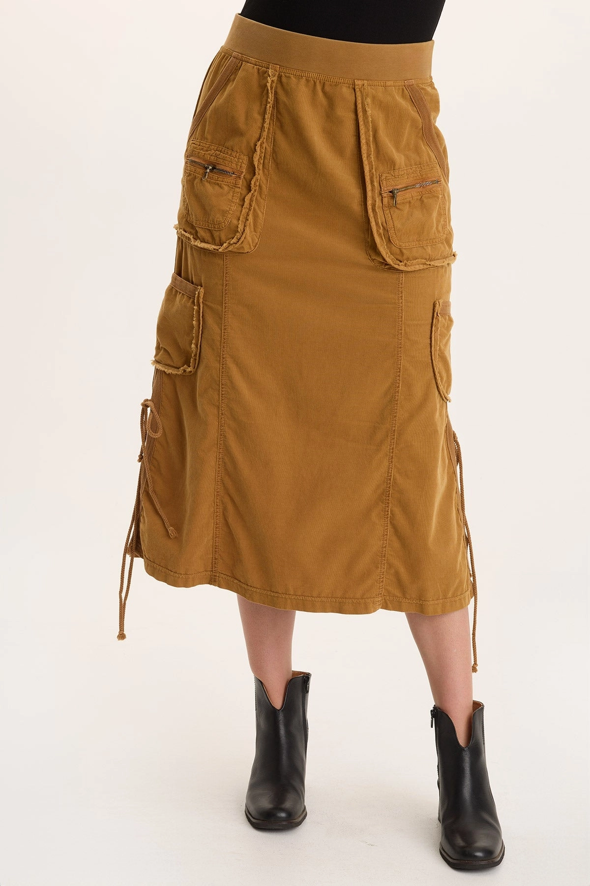 Weekend Favorite Sisu Corduroy Adjustable Cargo Midi Skirt