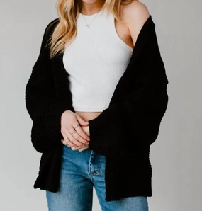 Ski Cardigan In Black Reinforced Shoulder Seams