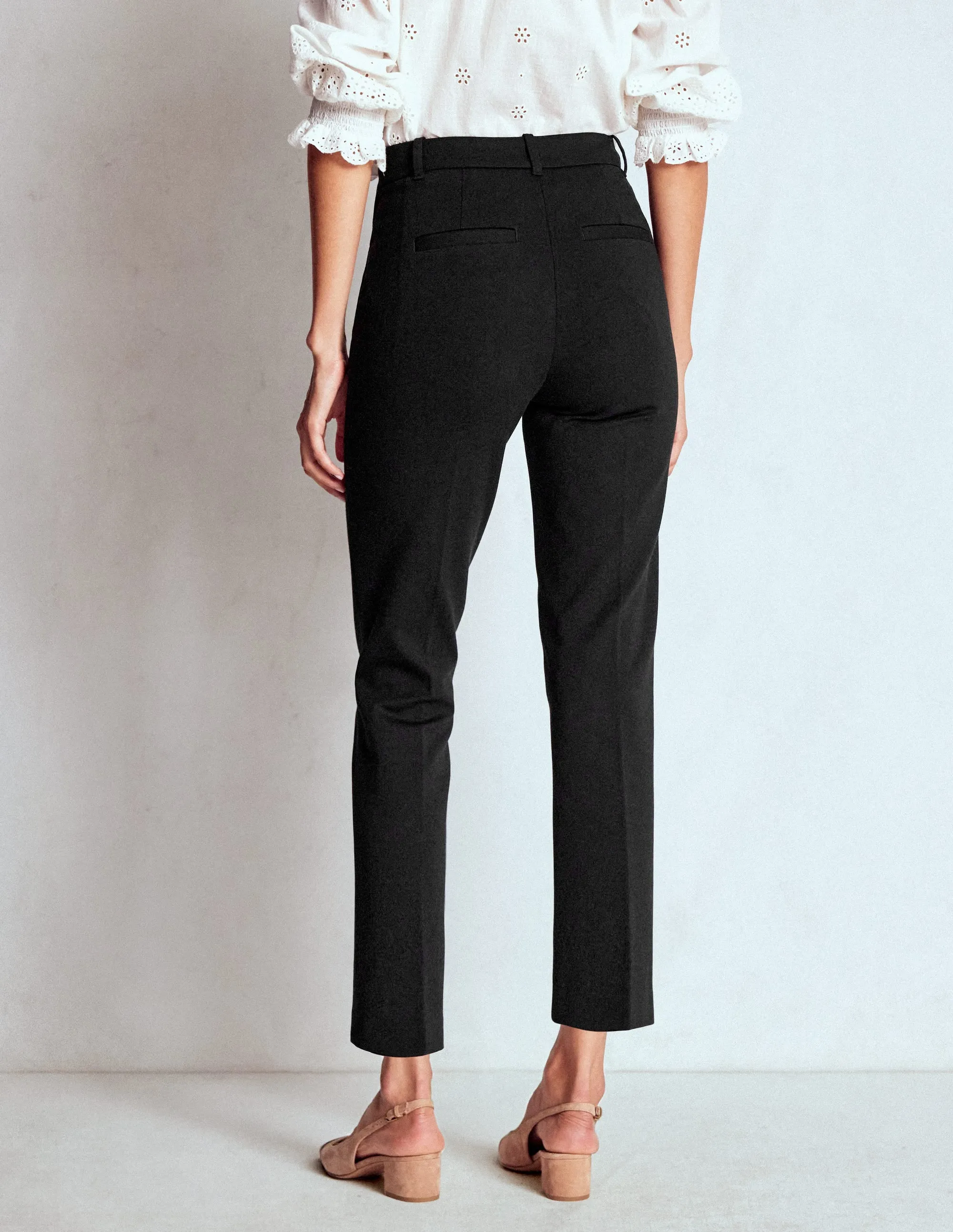 HighRiseWaistband Highgate Ponte Trousers-Black