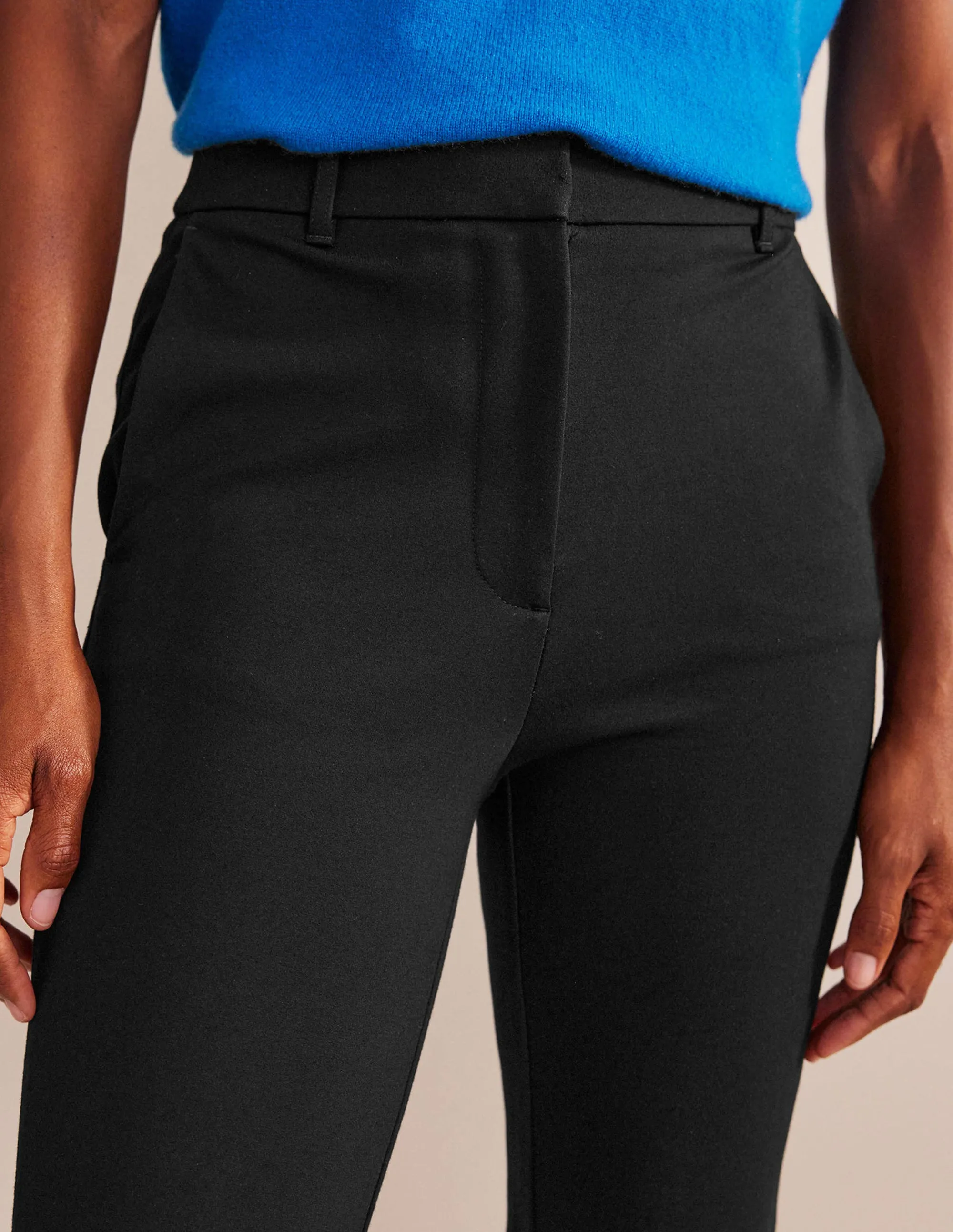 Soft Lining Flexibility Fit Highgate Ponte Trousers-Black