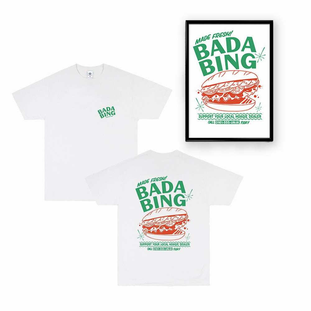 sporty and comfortable Bada Bing x UN:IK 'Fresh Hoagie' Tee & Print Bundle - White
