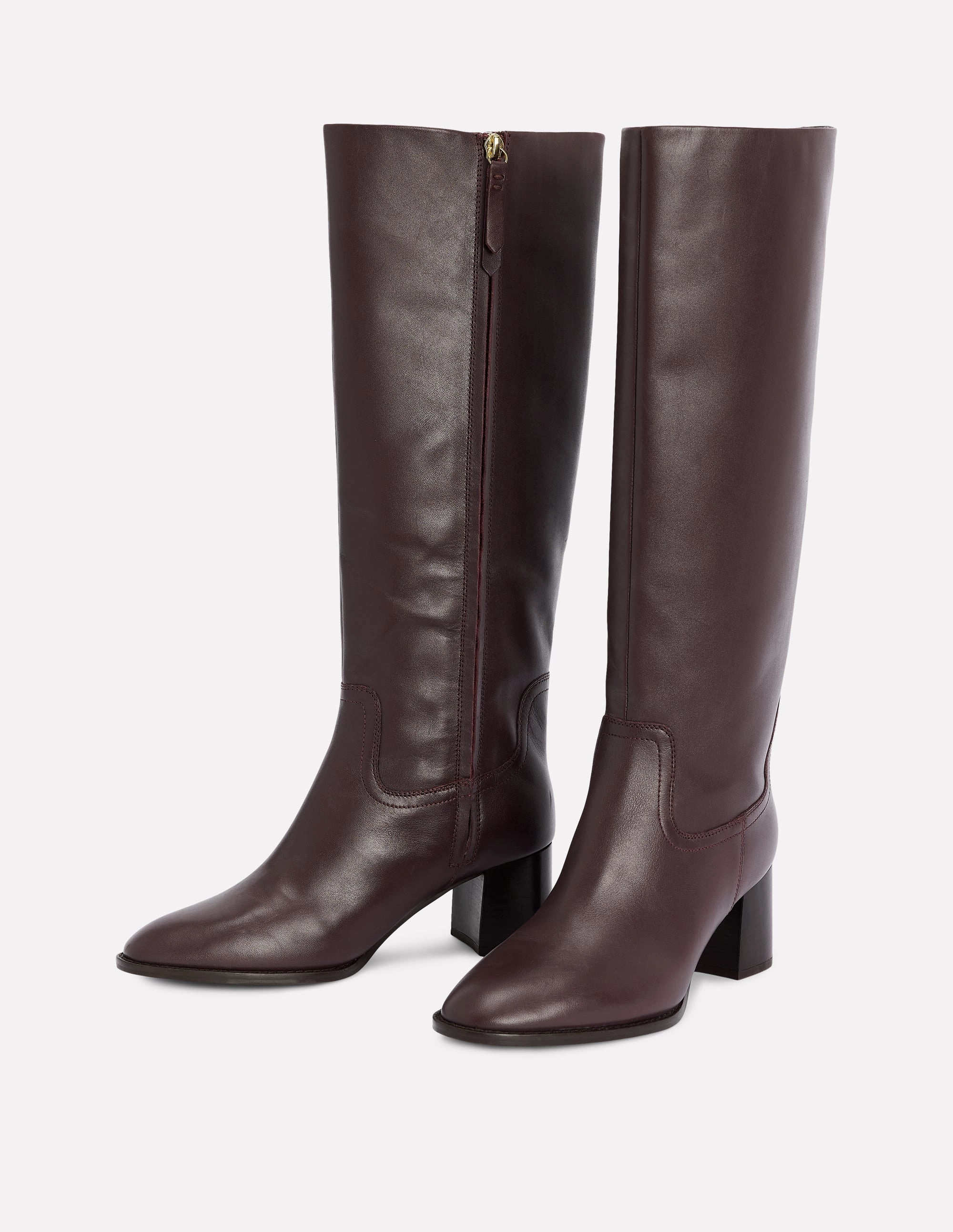 Skye Smart Knee Boots-Dark Cherry Zip   Up Design Country Soul
