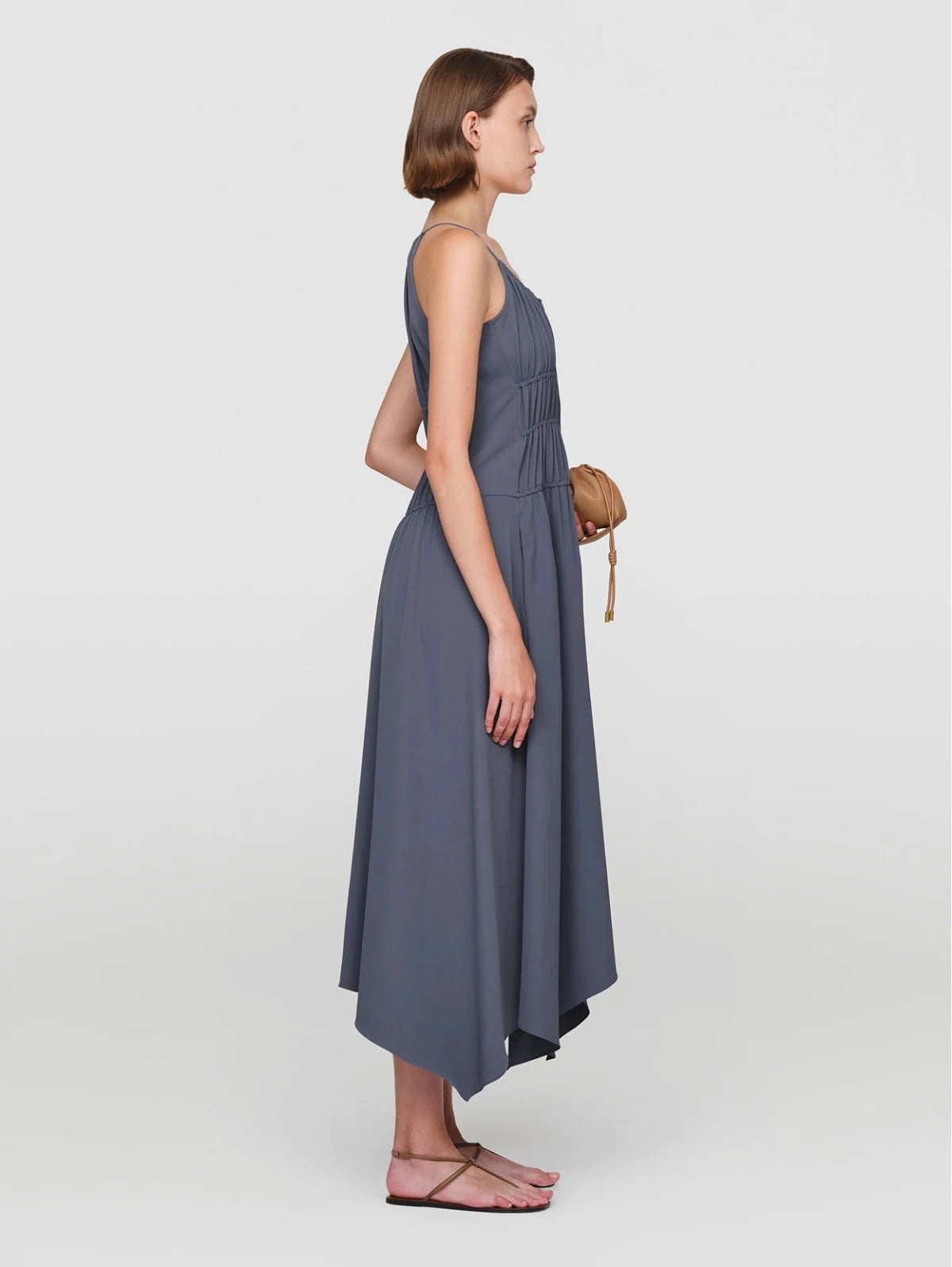 High-waist Light Mood Slate Iris Tri Acetate Dress