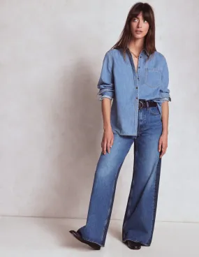 Relaxed Comfort WrinkleResistantMaterial High Rise Wide Leg Jeans-Hotch Potch