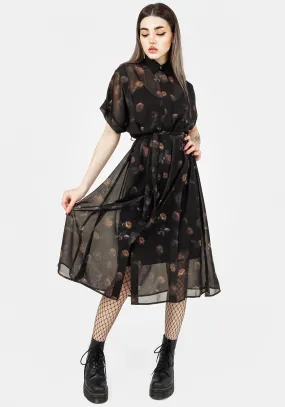 Summer Wardrobe Fresh Aesthetic Monica Floral Chiffon Midi Shirt Dress