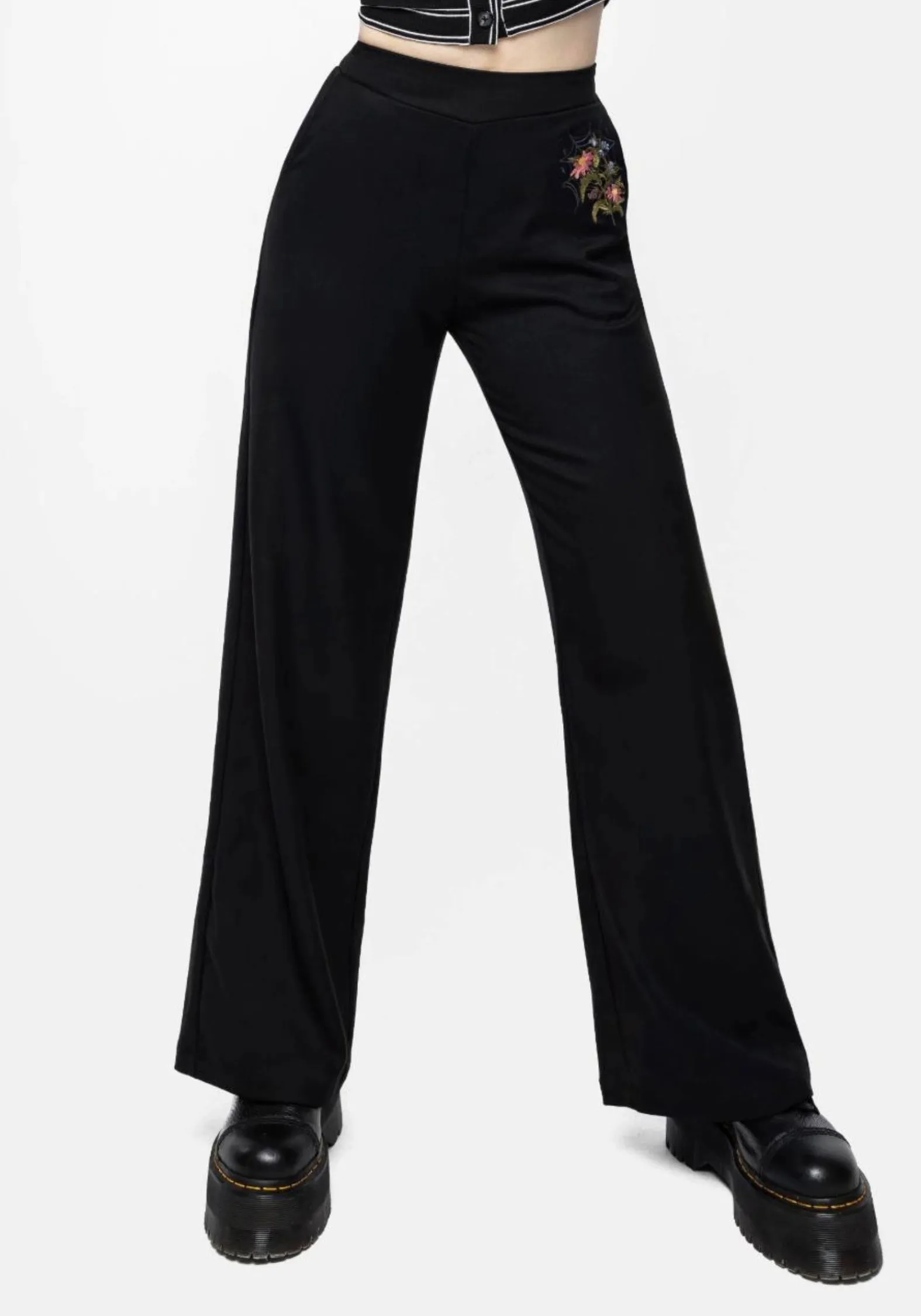 Cleome Floral Spiderweb Embroidered Trousers Quick Fit Design Anti Odor Technology