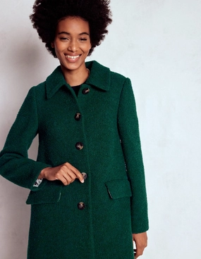 Stretch Paneling Edinburgh Wool Coat-Emerald Night
