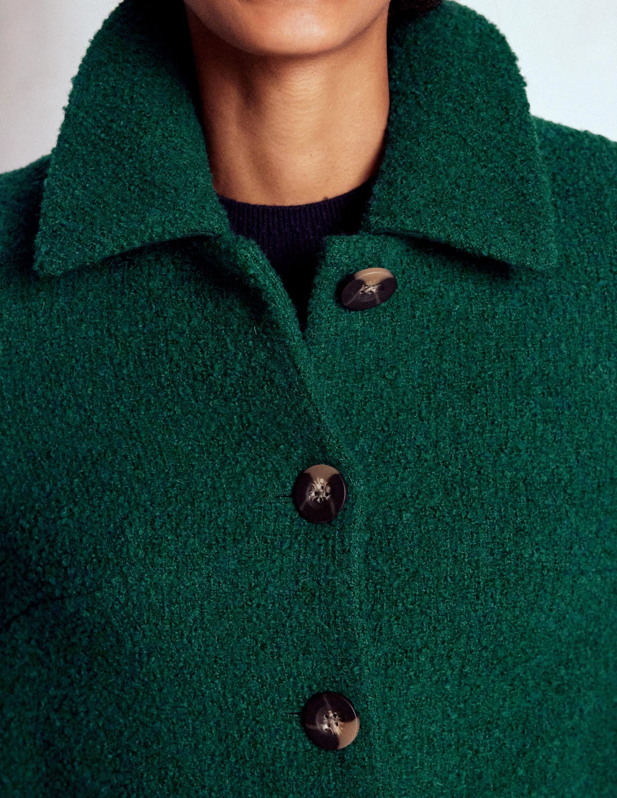 Non Irritating Tags Edinburgh Wool Coat-Emerald Night