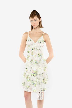 Sweetheart Cut Rosies Posies Chiffon Romantic Lace Slip Dress