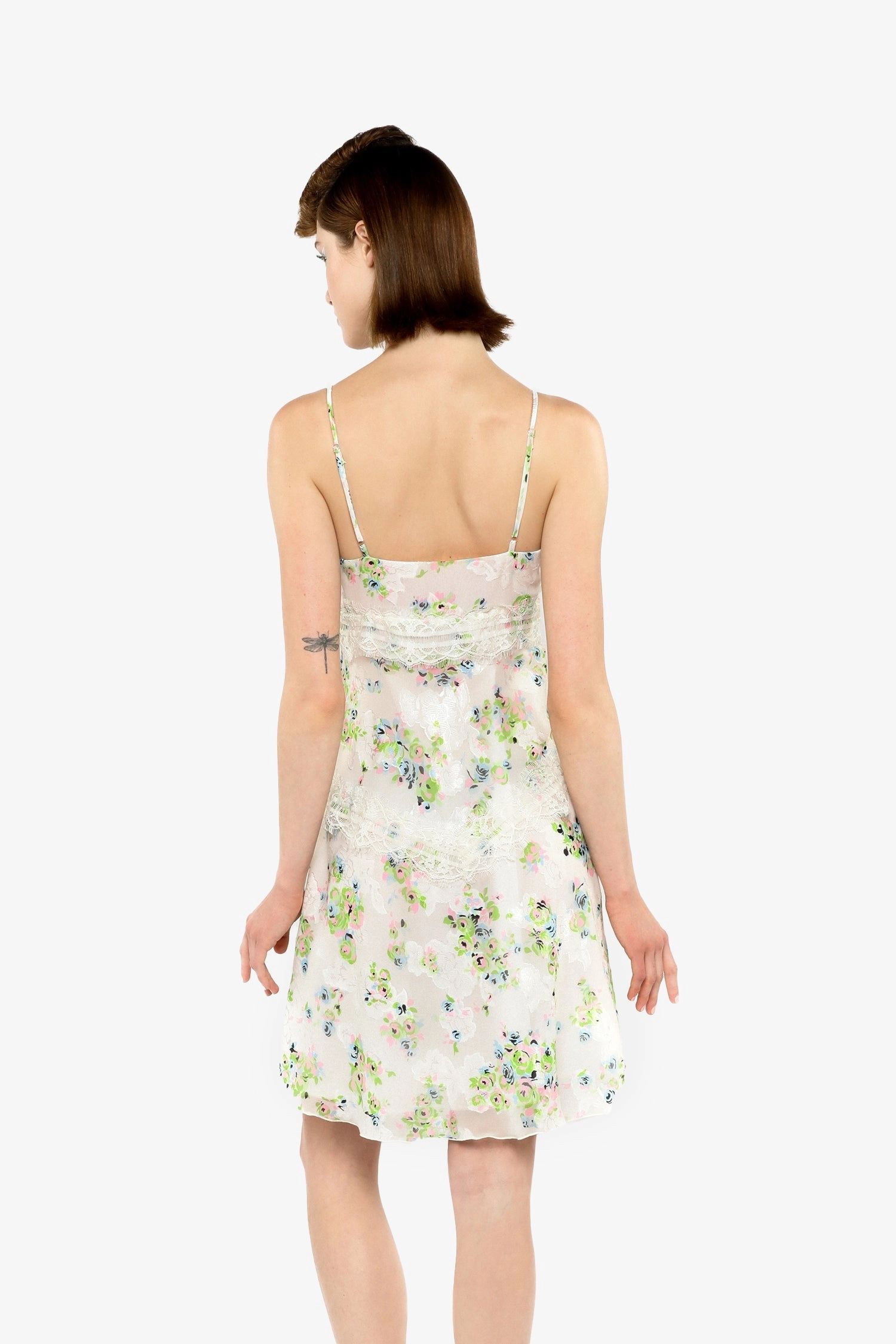 Rosies Posies Chiffon Romantic Lace Slip Dress Sheer Look