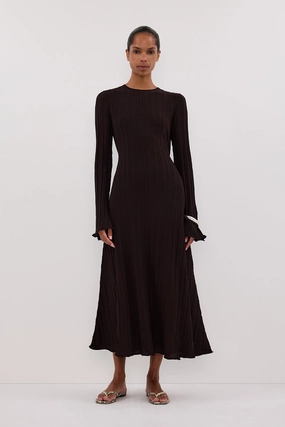 SYLVIA BITTER CHOC KNIT MIDI DRESS Lounge Vibe Versatile Comfort
