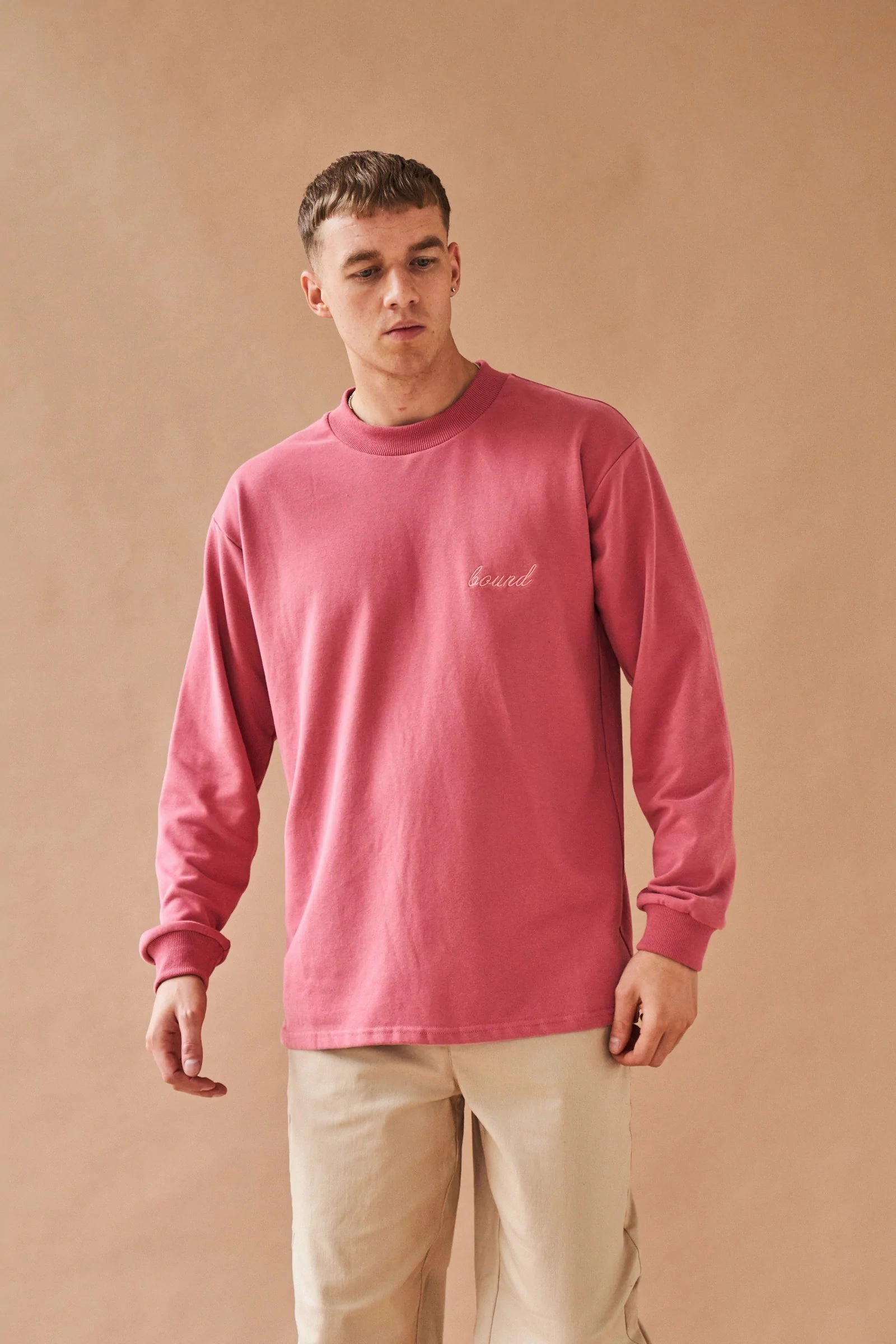 Versatile Layering Minimal Look bound 'Berry Script' Embroidered Longsleeve Tee