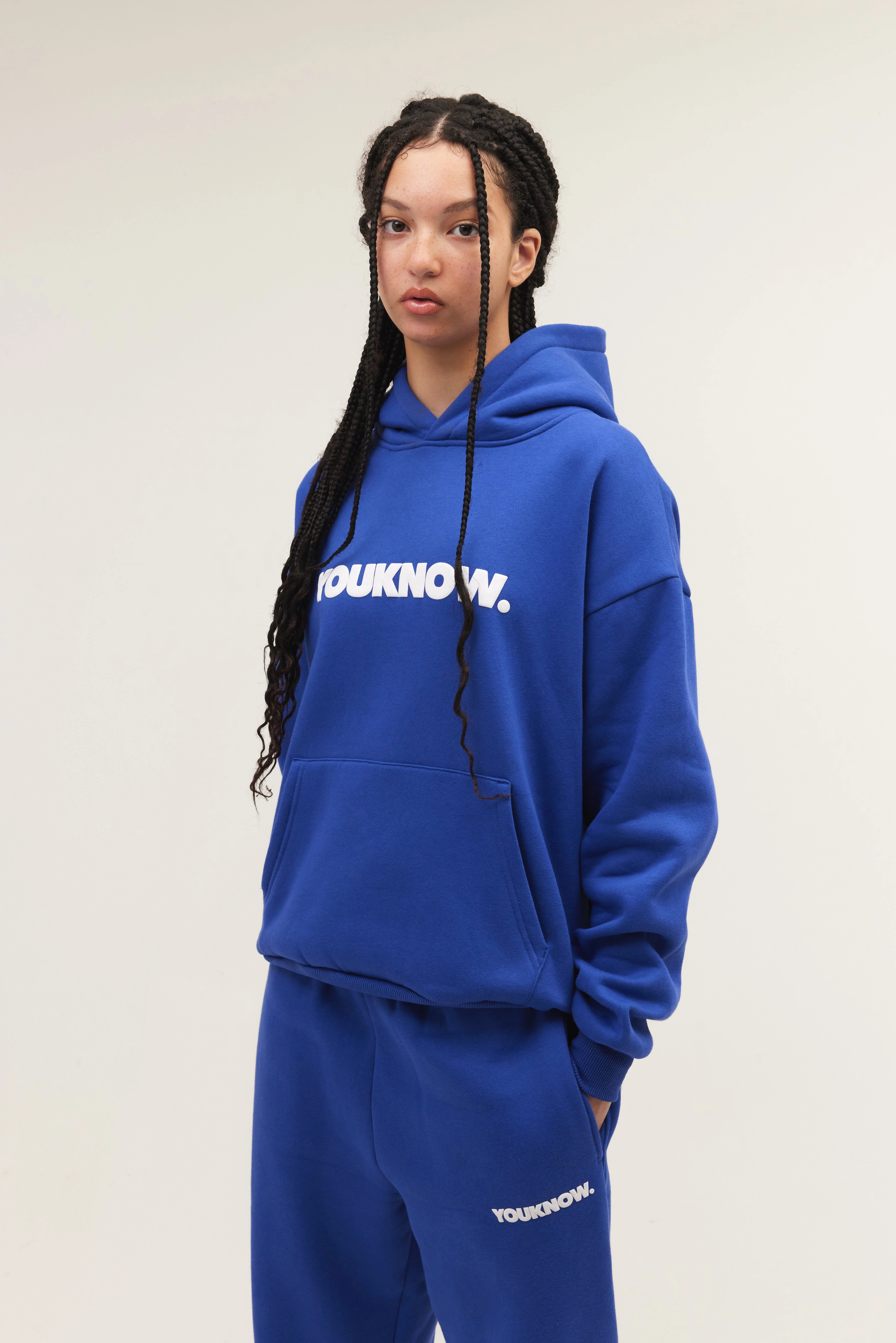 BLOCK HOODIE | Blue Fleece like