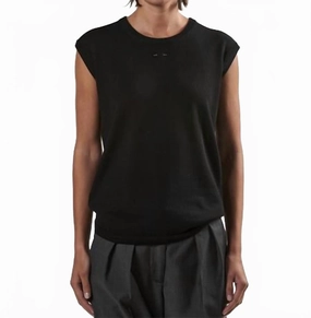 Sleeveless Merino Crew Neck Sweater In Black Classic Design