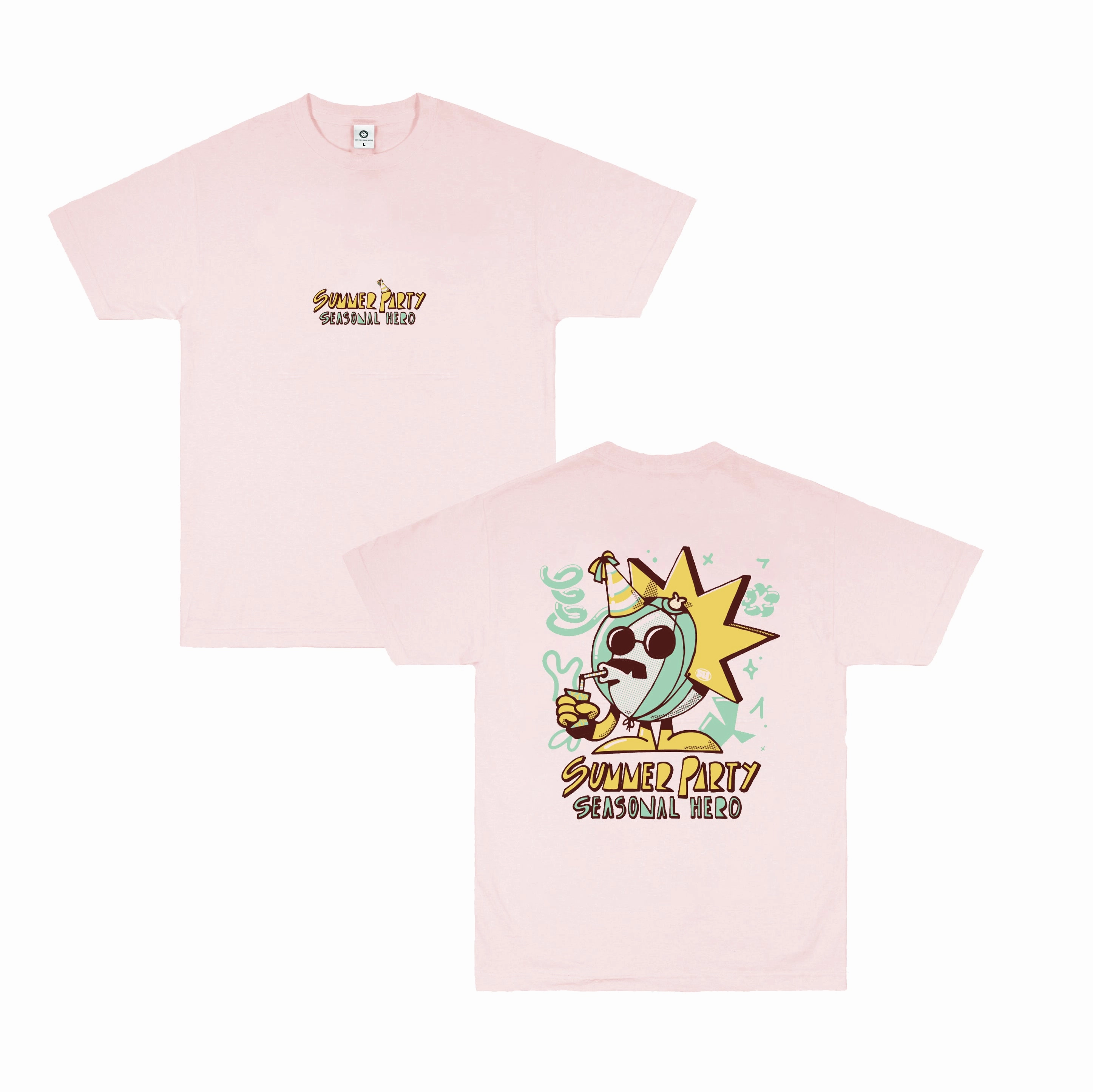 Modern Layering Chic and Cozy Wear Seasonal Hero 'Summer Party' Tee - Pink