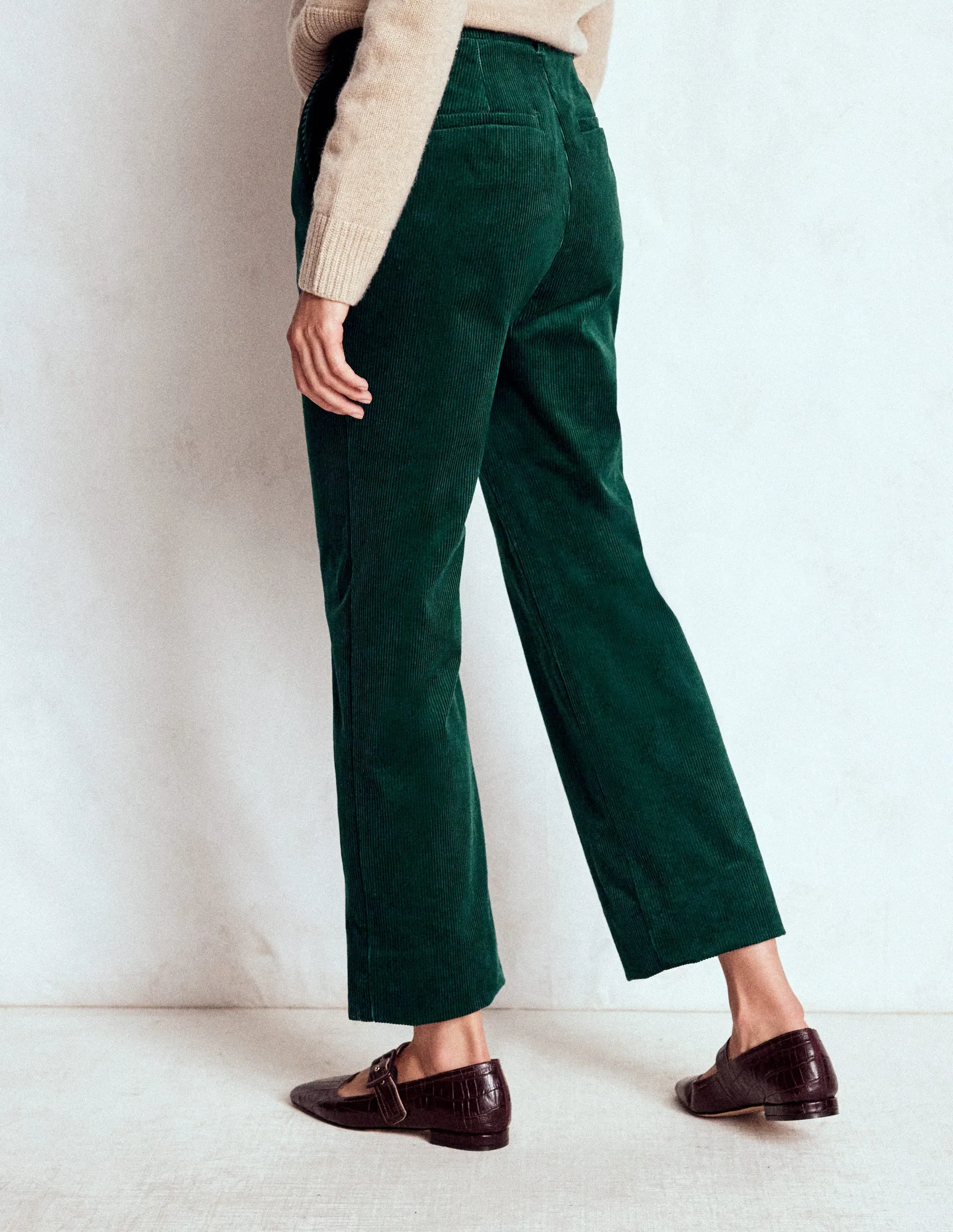 Soft Texture Smooth Fabric Canonbury Cord Trousers-Emerald Night