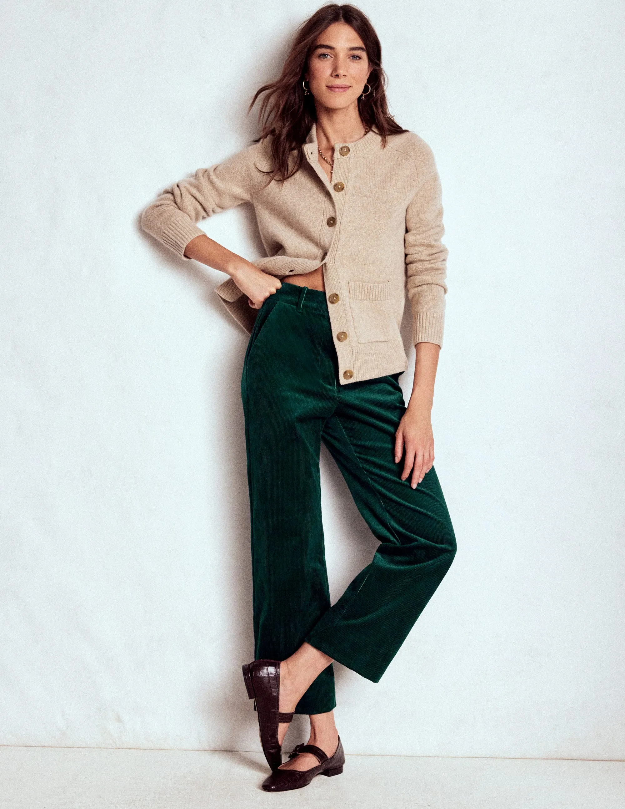 Water-resistant Canonbury Cord Trousers-Emerald Night