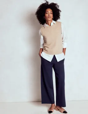 Belgravia Ponte Crop Trousers-Navy Flexible Gusset