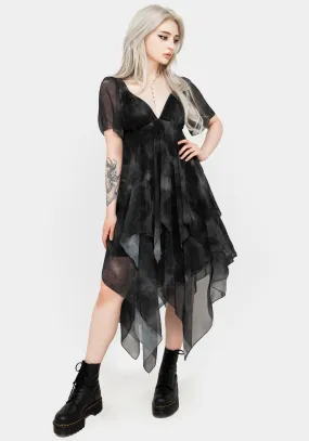 Tempest Layered Midi Dress Sunset Hour Kimono-Sleeve