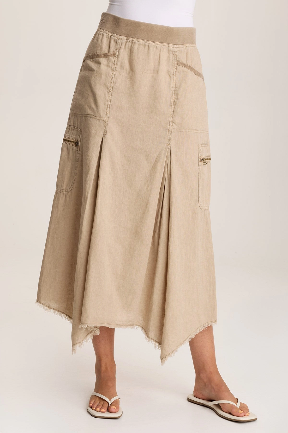 Doak Skirt with Sharkbite Hem and Cargo Pockets Casual Edge Cultural Heritage