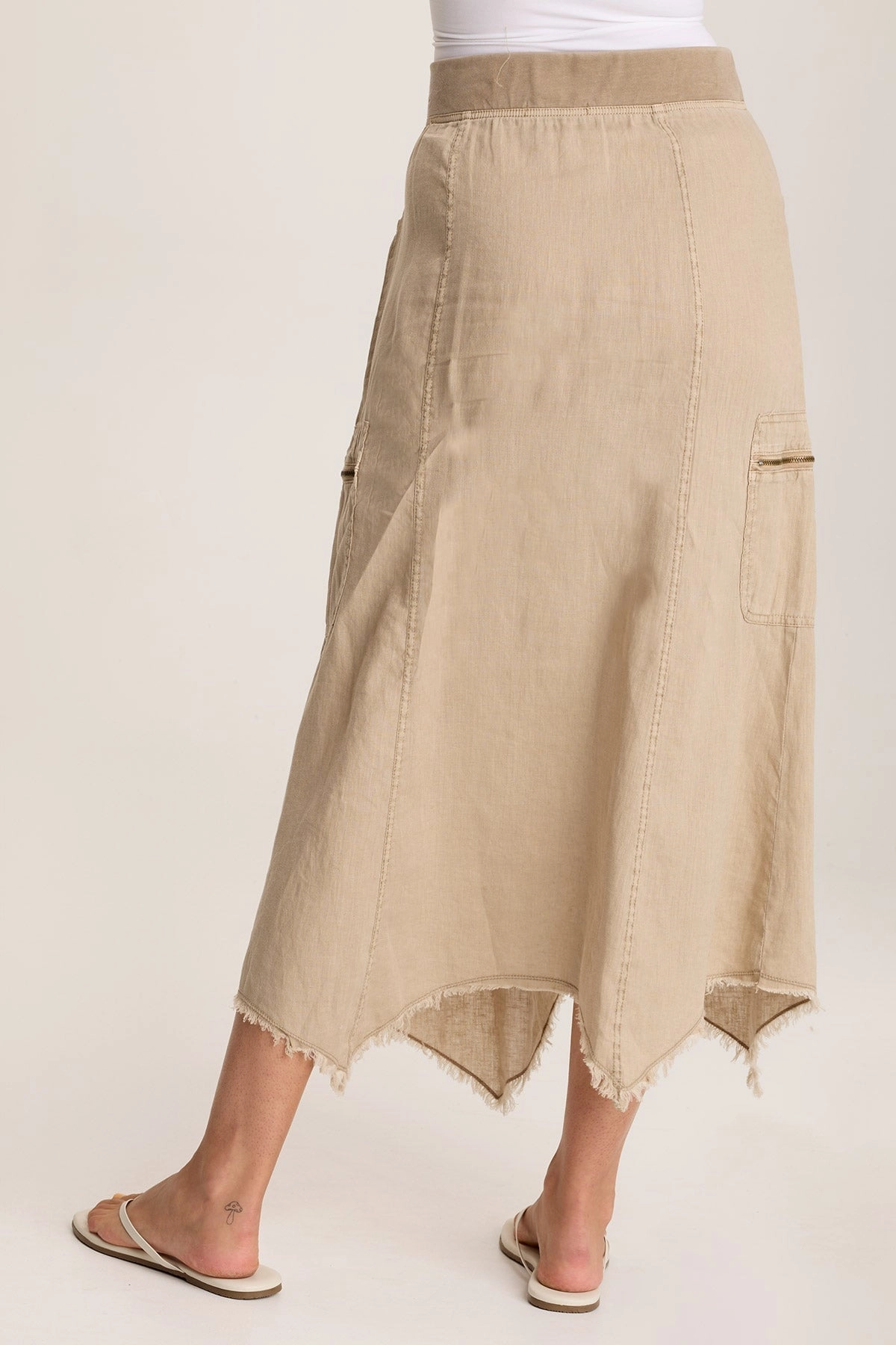 Doak Skirt with Sharkbite Hem and Cargo Pockets Removable Belt