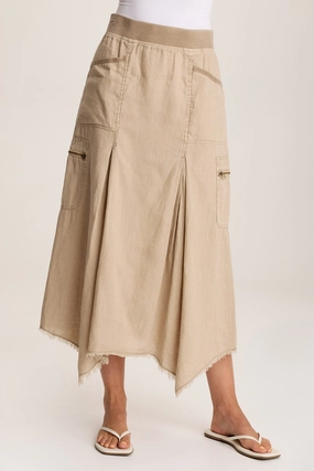 Doak Skirt with Sharkbite Hem and Cargo Pockets Casual Edge Cultural Heritage