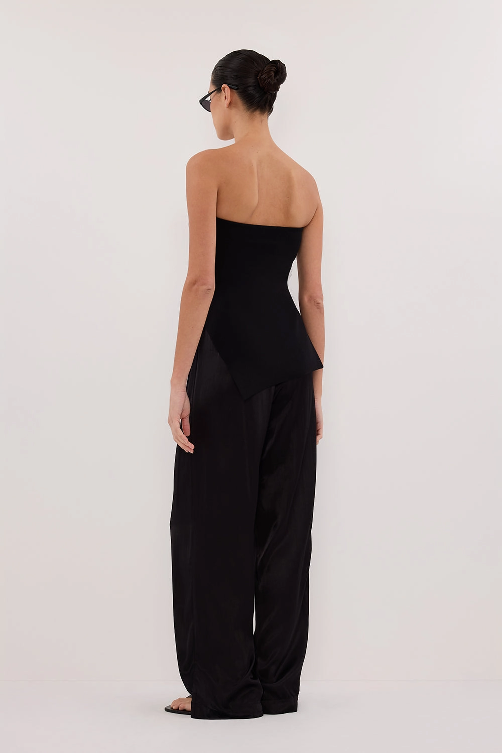 Wide fit MONICA BLACK SATIN PANT