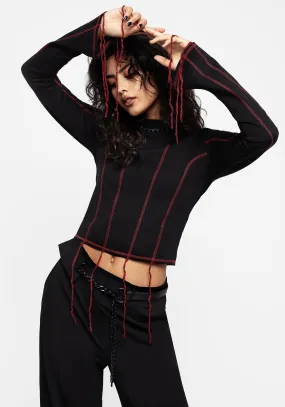 Customizable Lissa Contrast Stitch Long Sleeve Top