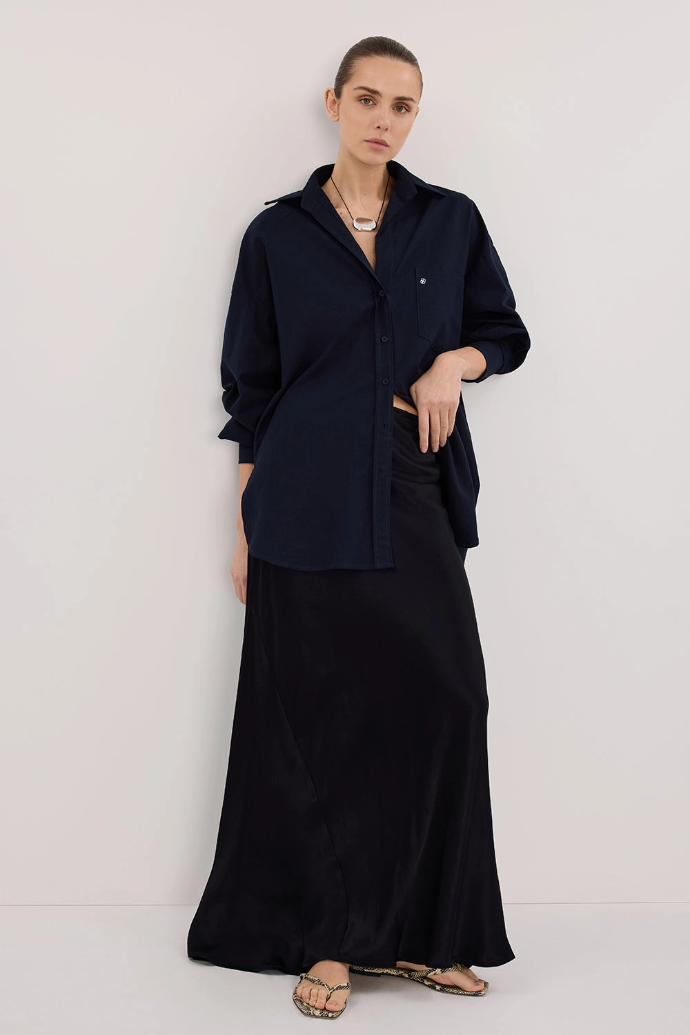 CHARLI INK SATIN MAXI SKIRT hypoallergenic material
