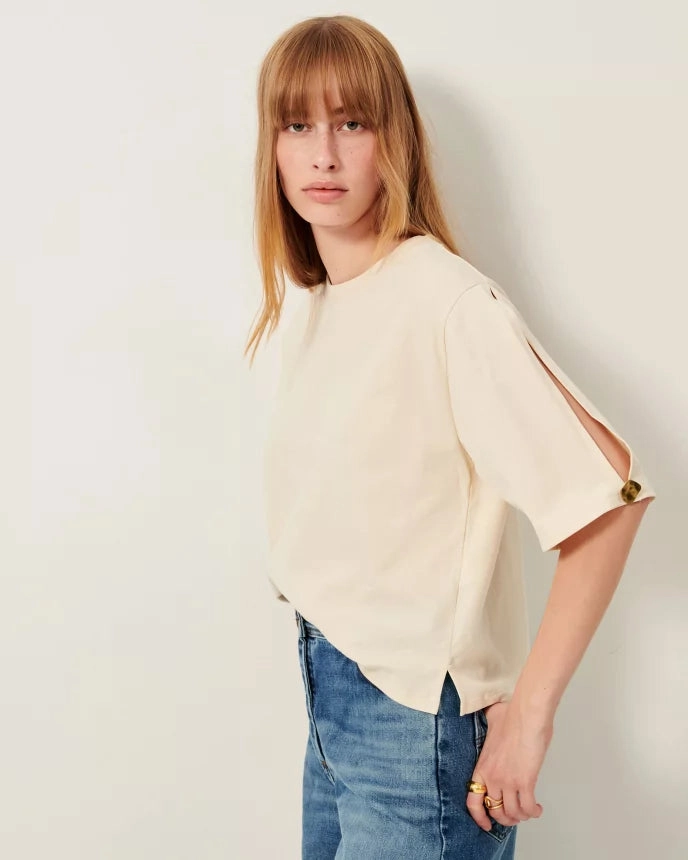 Daily Trend Slit Sleeves Angeleyes T-Shirt