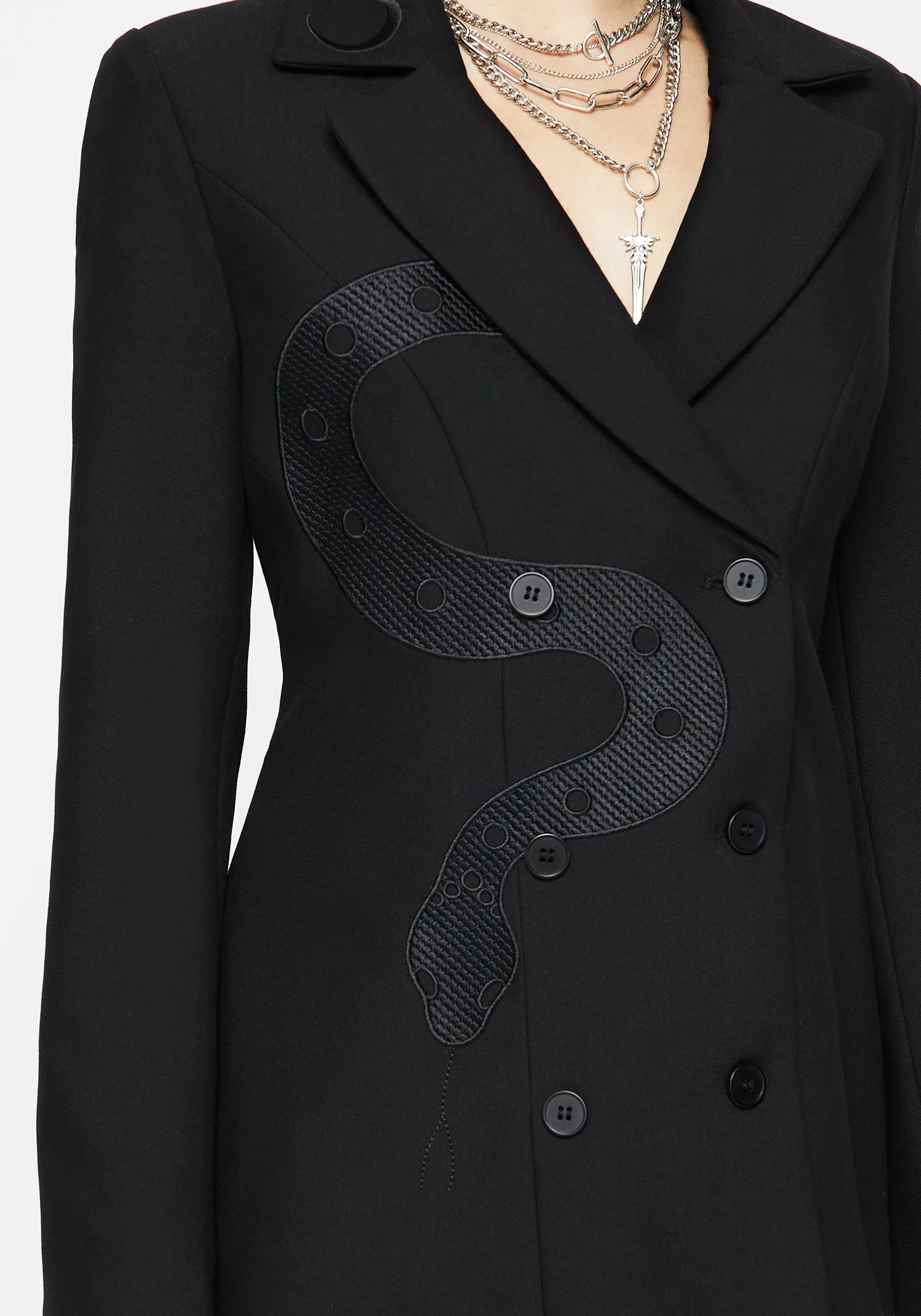 Slither Embroidered Blazer Dress Layer Ready Lightweight Layer