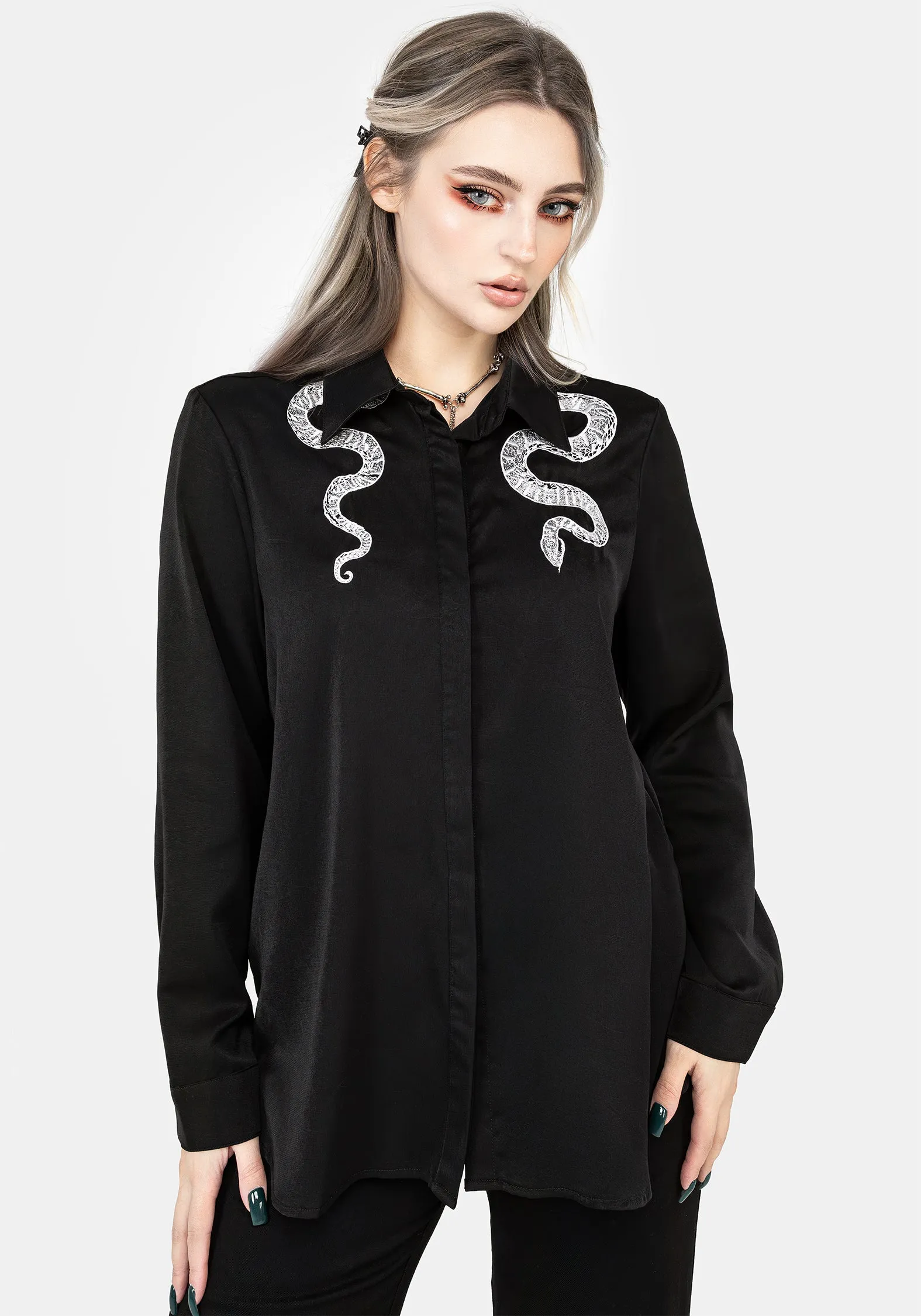 Abrasion resistant Festival Outfit Slither Embroidered Snake Shirt