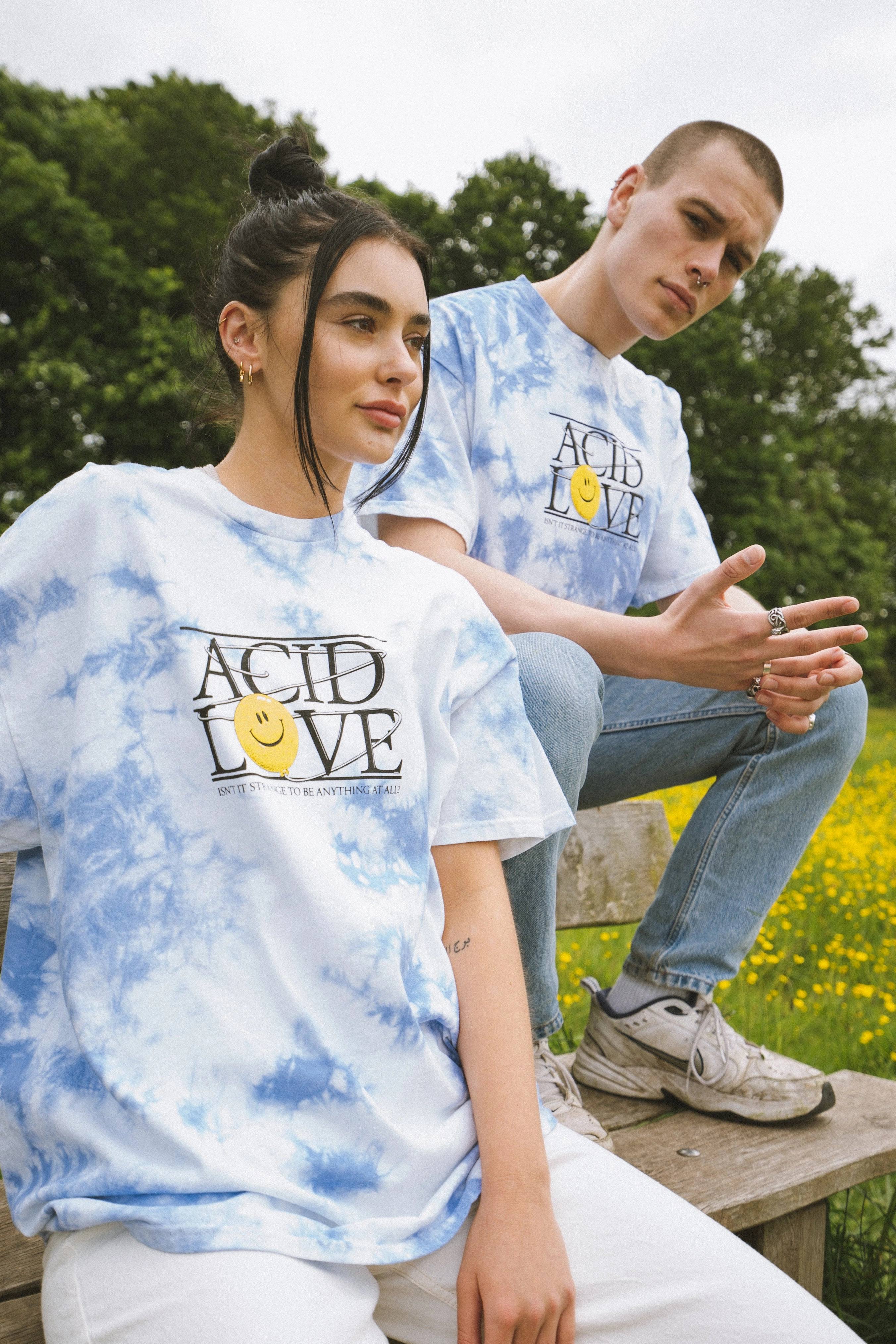 ACID LOVE 0.06 'Floating Points' Tee - Tie Dye Sky Blue Easy and Relaxed No Fade Technology
