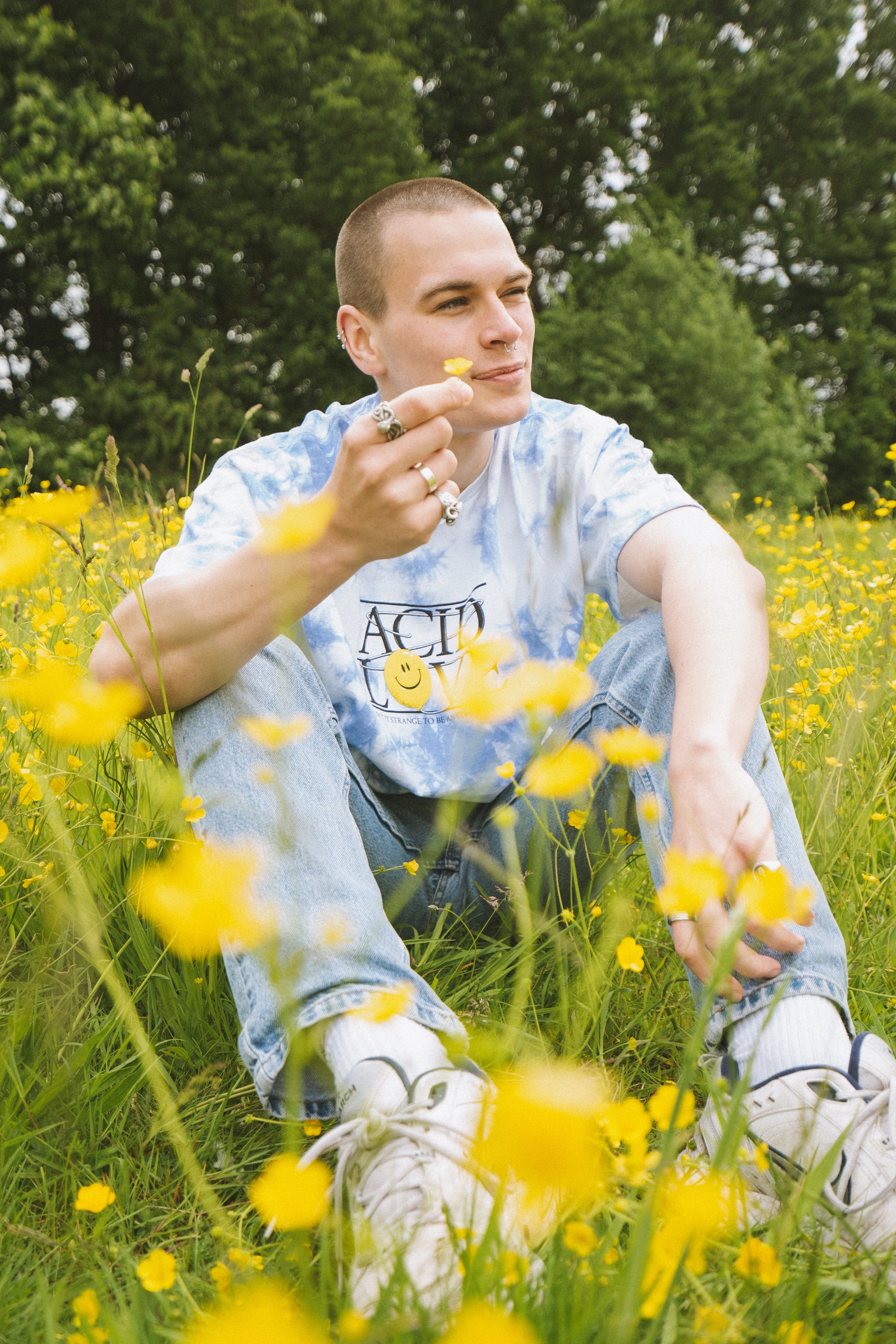 ACID LOVE 0.06 'Floating Points' Tee - Tie Dye Sky Blue Easy Comfort