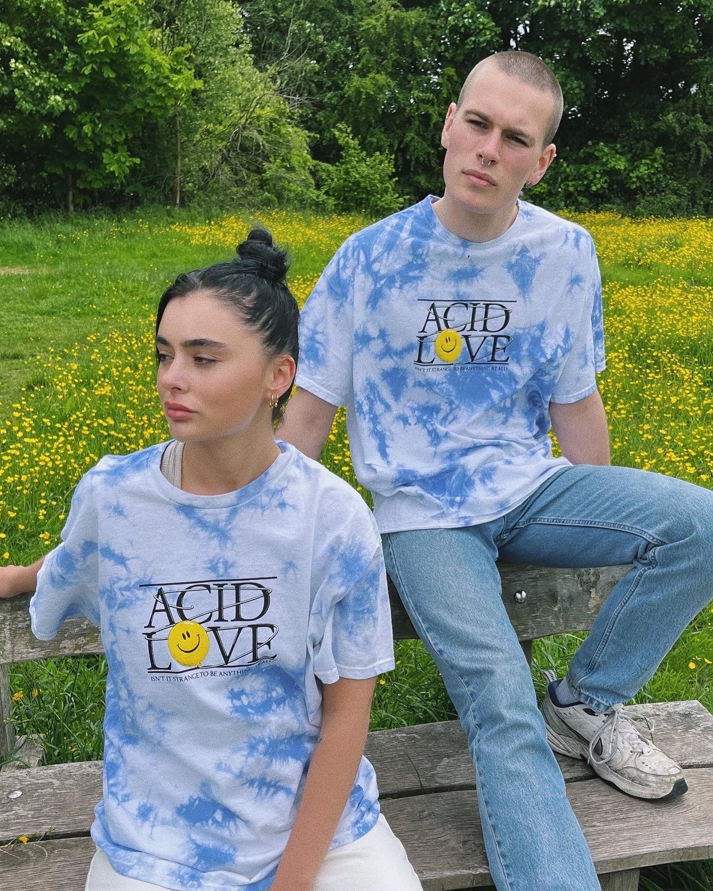 High-Quality Fabric ACID LOVE 0.06 'Floating Points' Tee - Tie Dye Sky Blue