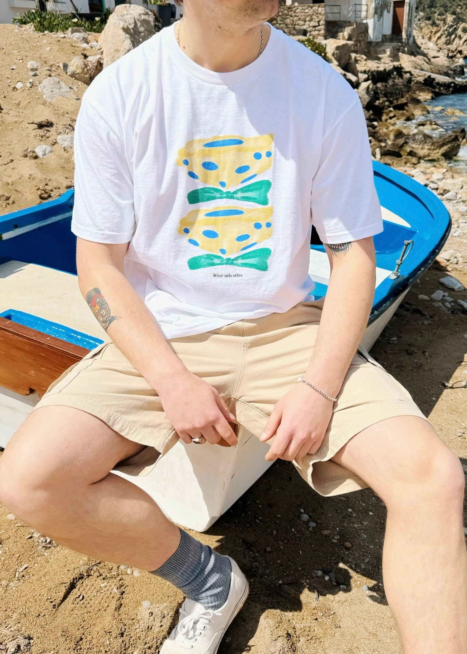 graduation Sustainable Production Process Other Side Store 'Yellow Flower' Tee - White