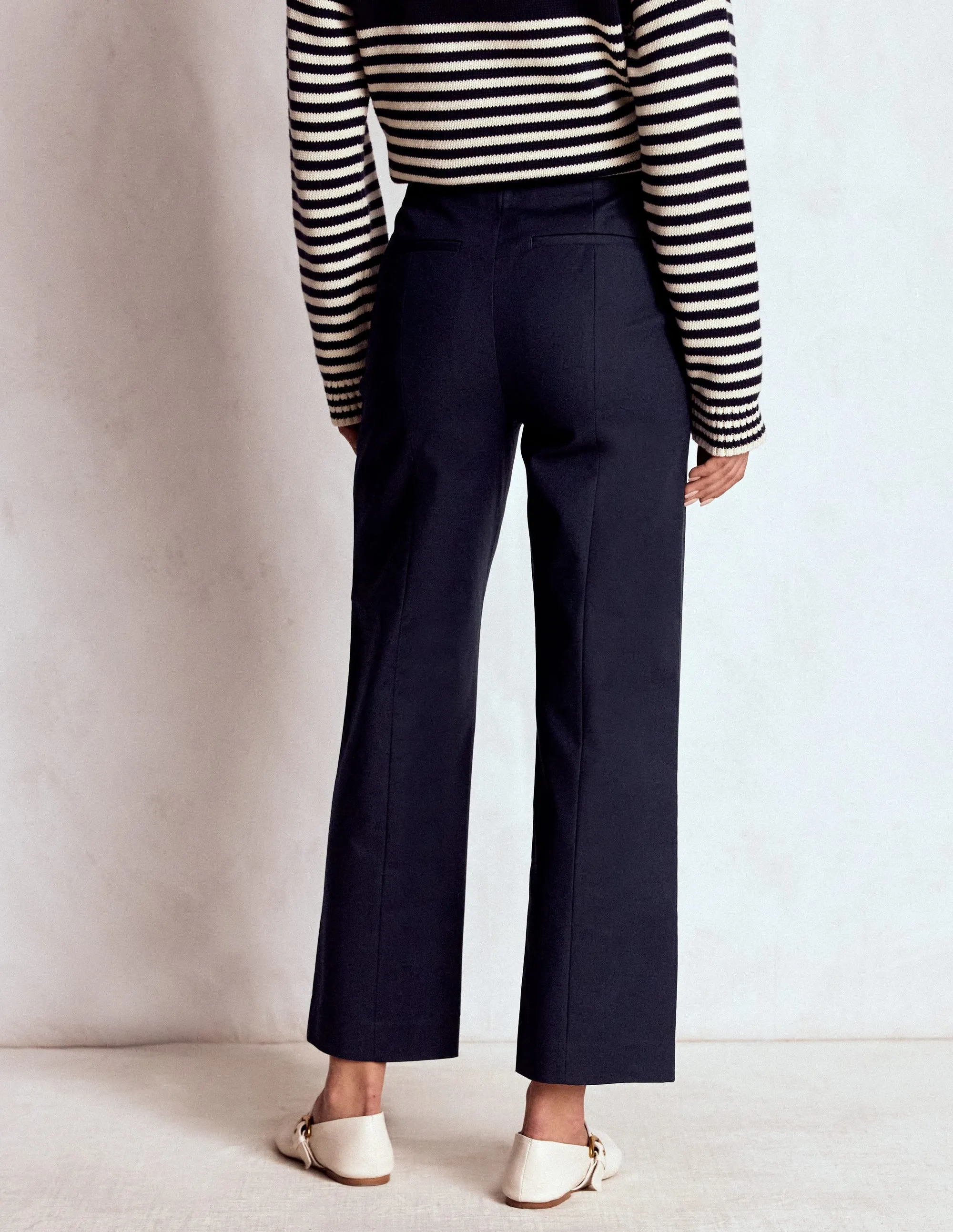 Smart 7/8 Trousers-Navy Comfy Fit