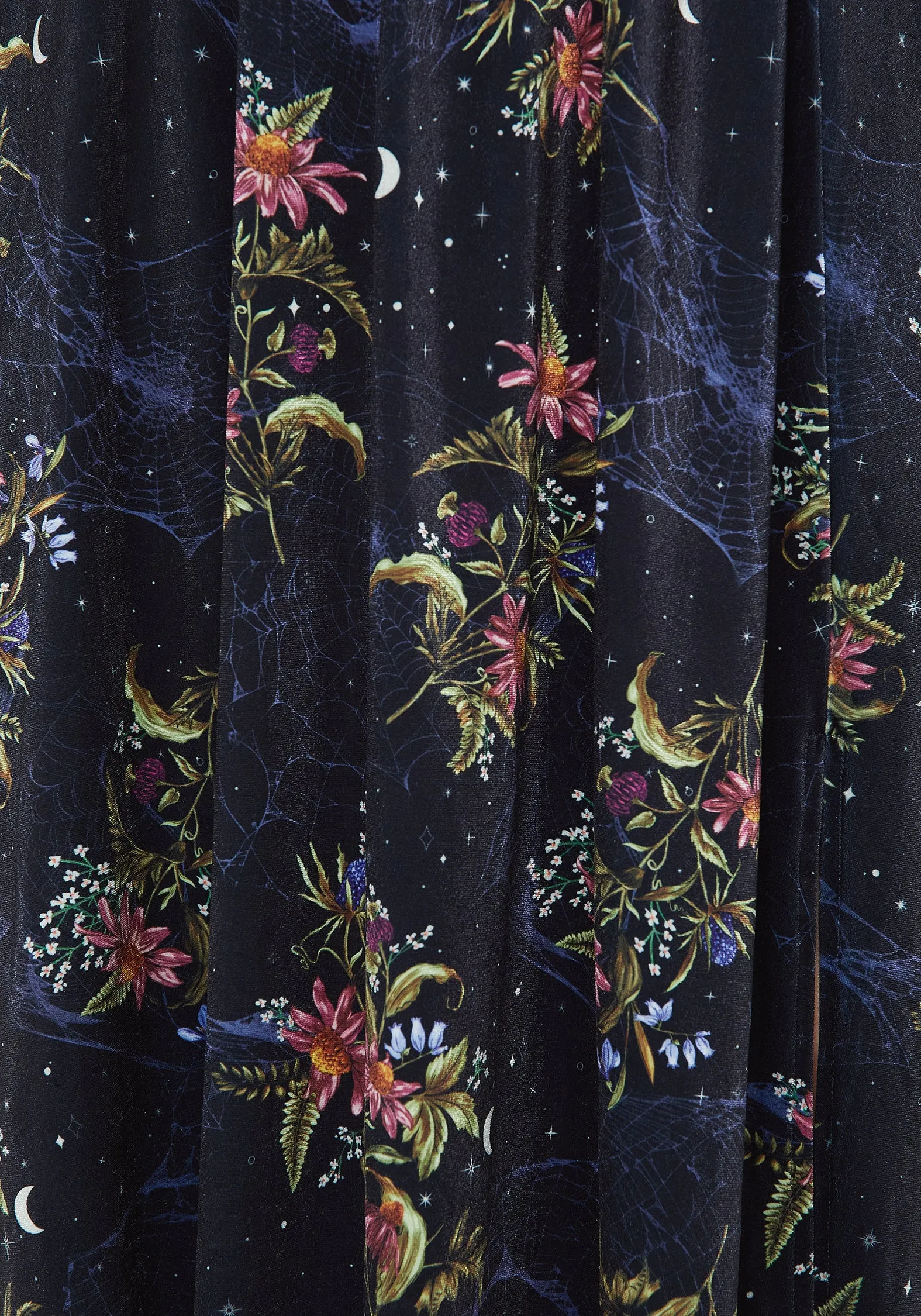 Cleome Floral Spiderweb Velour Midi Skirt Wrap Front