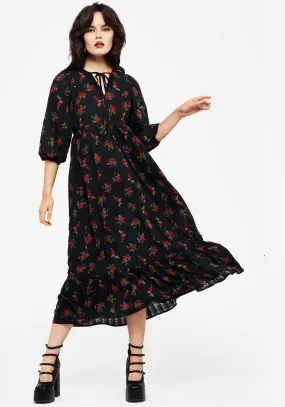Darcey Floral Print Chiffon Midaxi Dress City Layering High low hem