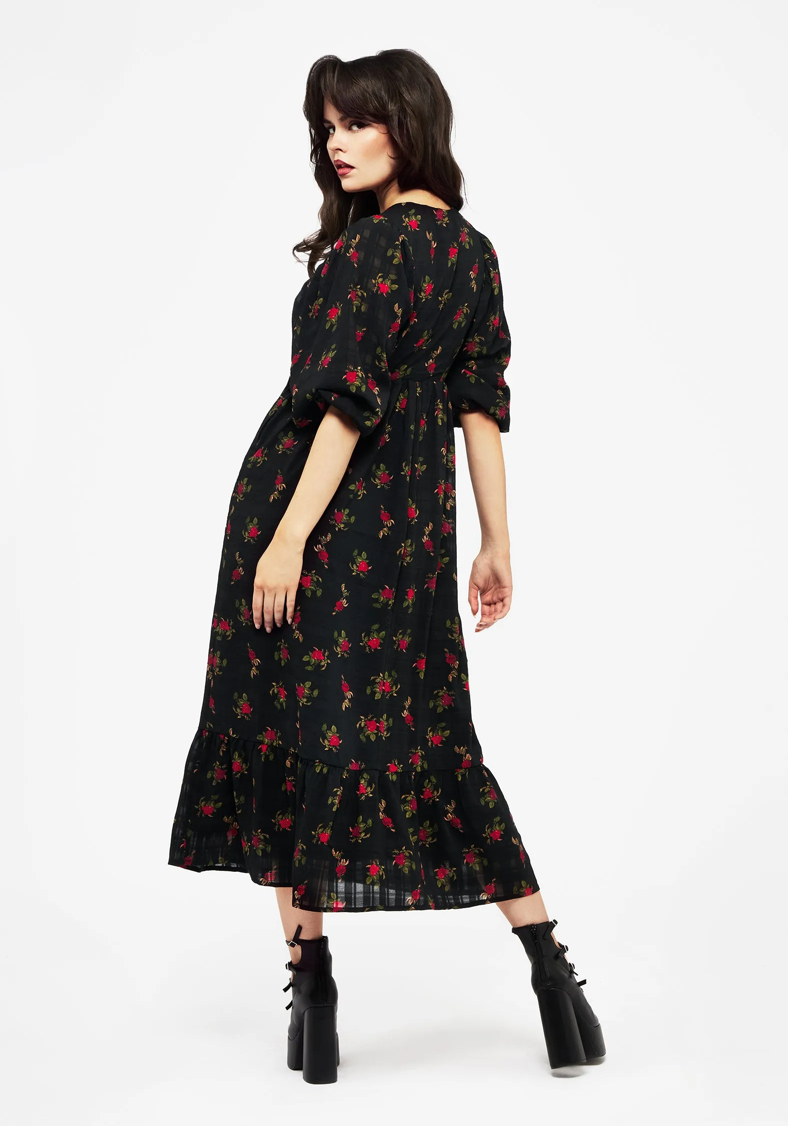 Darcey Floral Print Chiffon Midaxi Dress Daywear Fit Social Ease