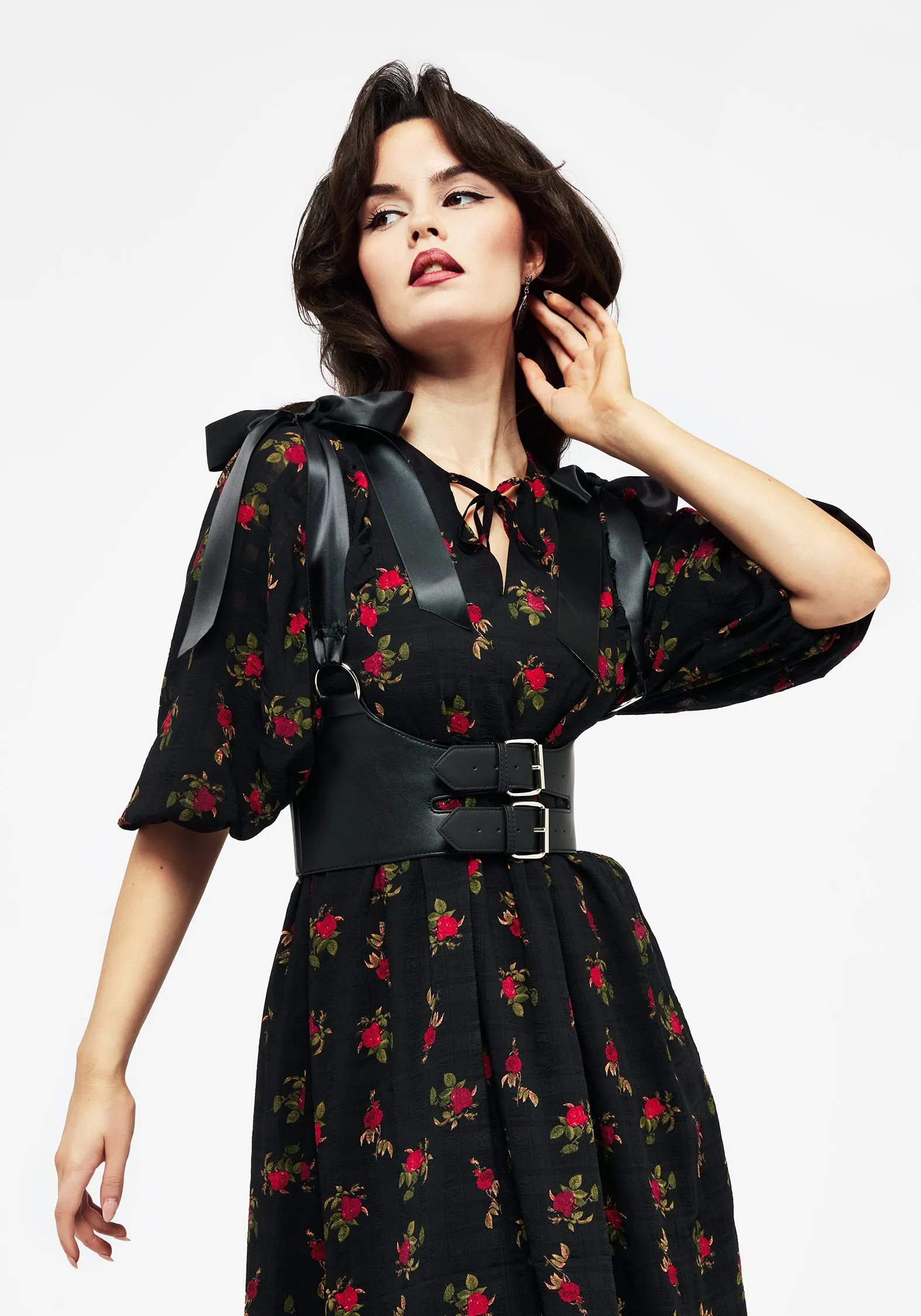 Functional Comfort Darcey Floral Print Chiffon Midaxi Dress