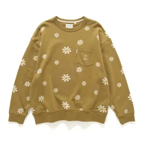 (SW477) Daisy Allover Print Sweater Brushed Interior