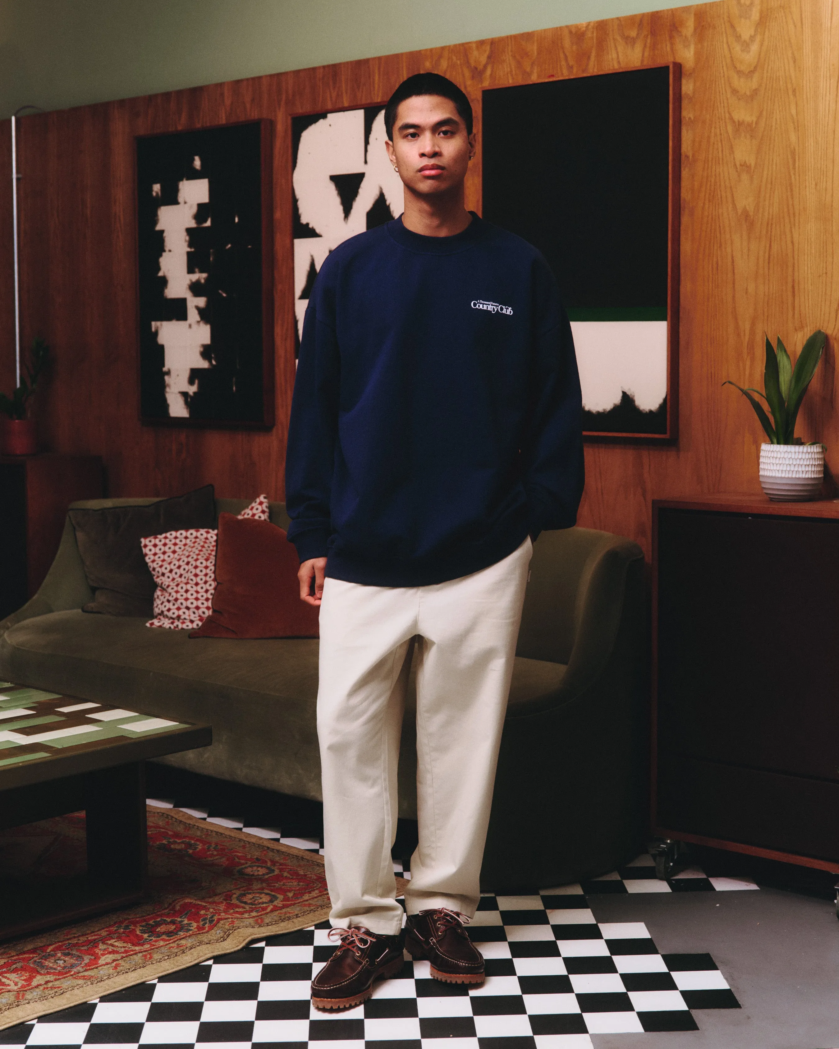 A Thousand Futures x GK 'Country Club' Sweater - Navy Windproof Weave Chilly Wear